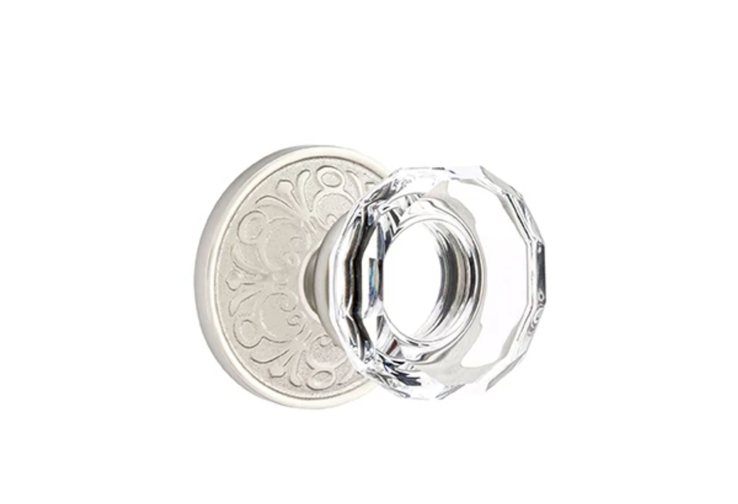 Emtek Lowell Glass Knob Set with Lancaster Rosette