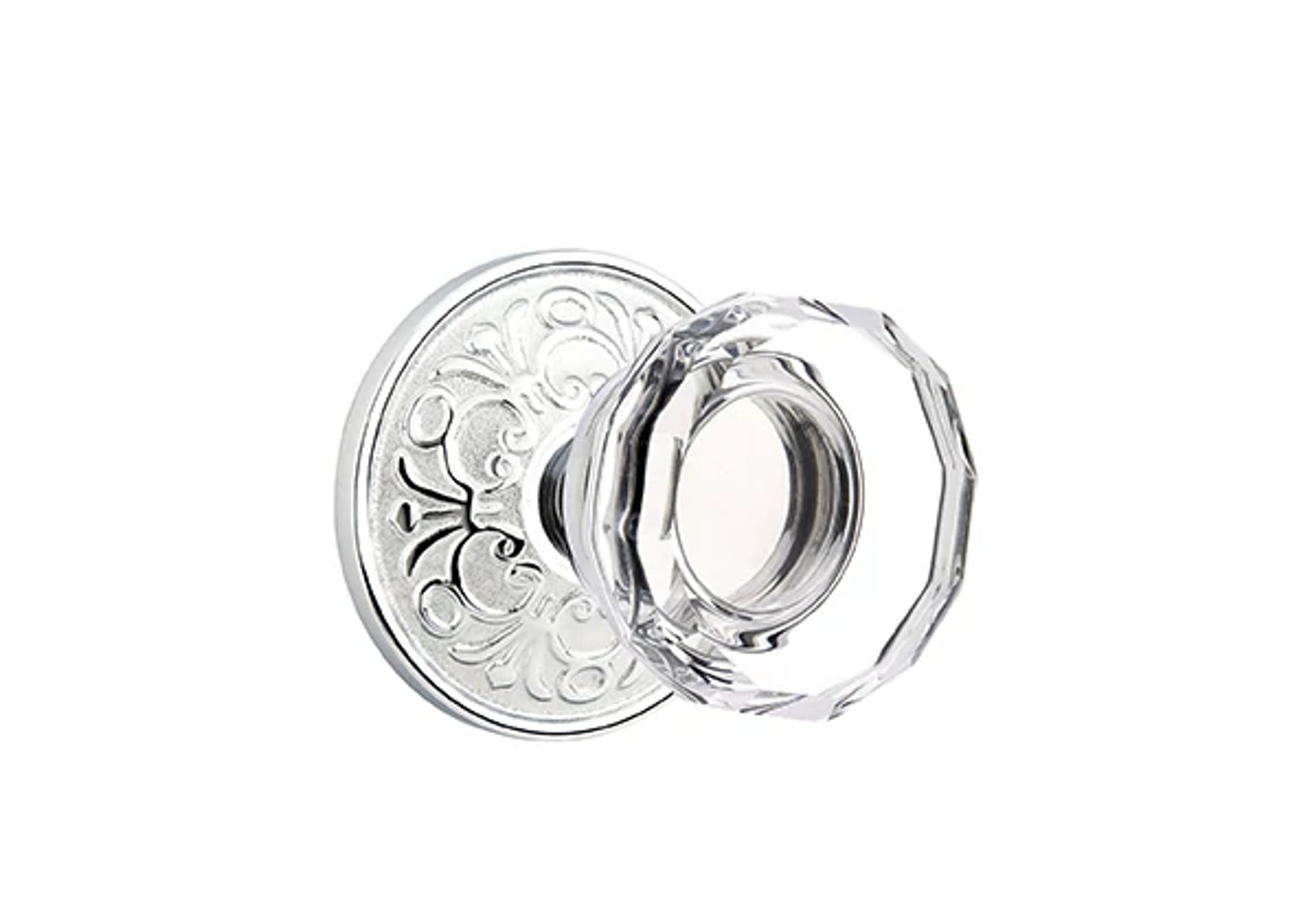 Emtek Lowell Glass Knob Set with Lancaster Rosette