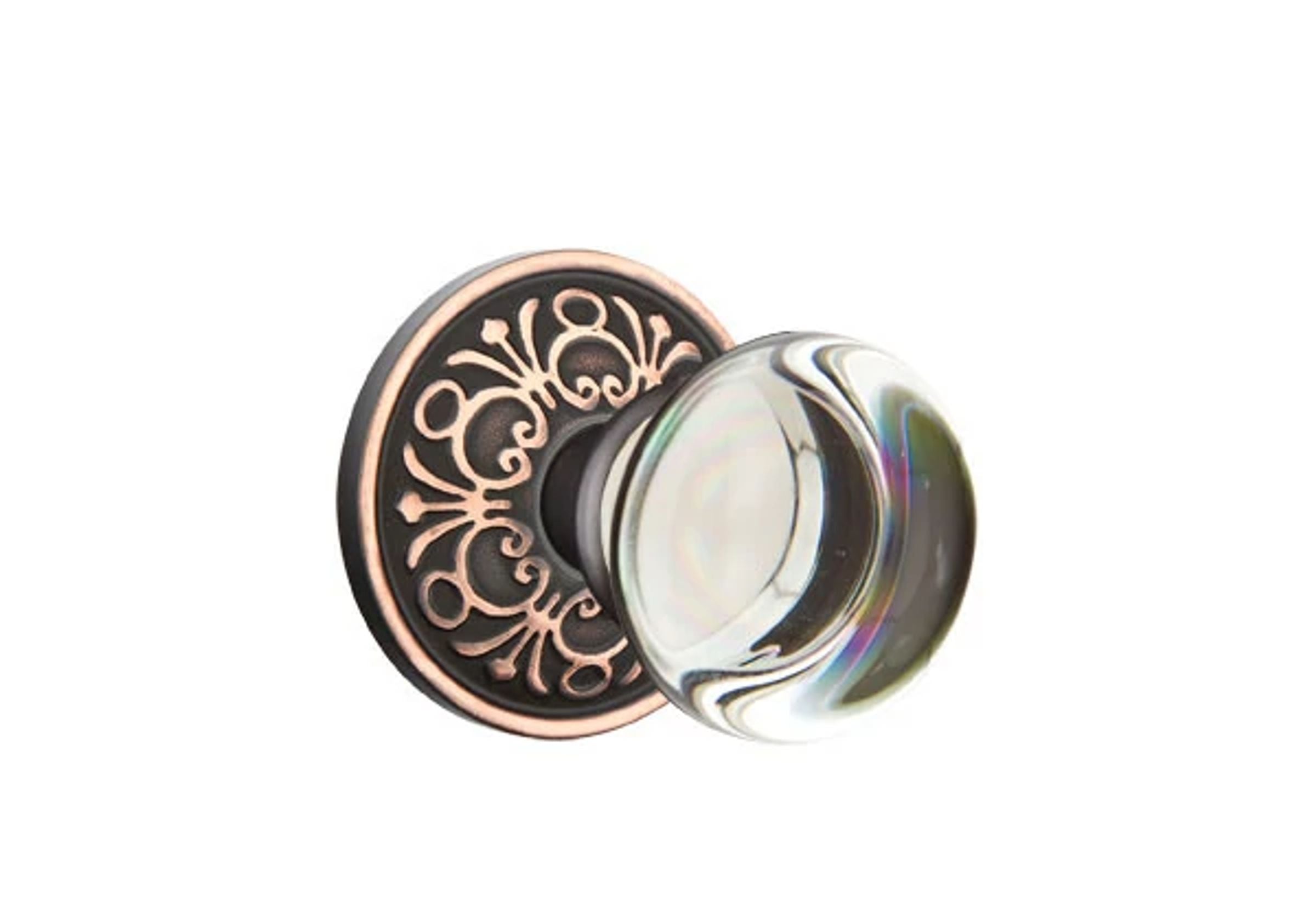 Emtek Concealed Fastener Providence Glass Knob Set with Lancaster Rosette