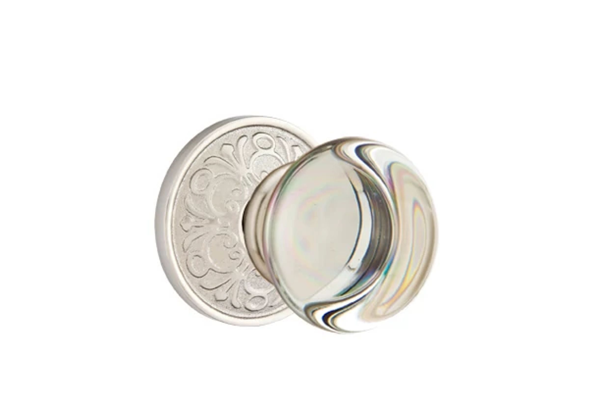 Emtek Providence Glass Knob Set with Lancaster Rosette