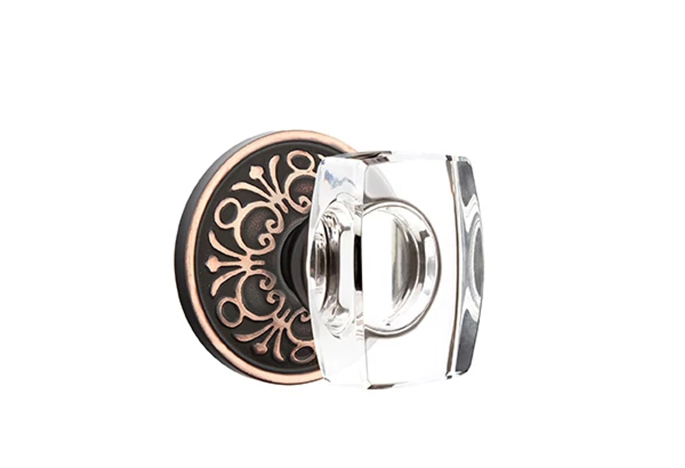 Emtek Concealed Fastener Windsor Glass Knob Set with Lancaster Rosette