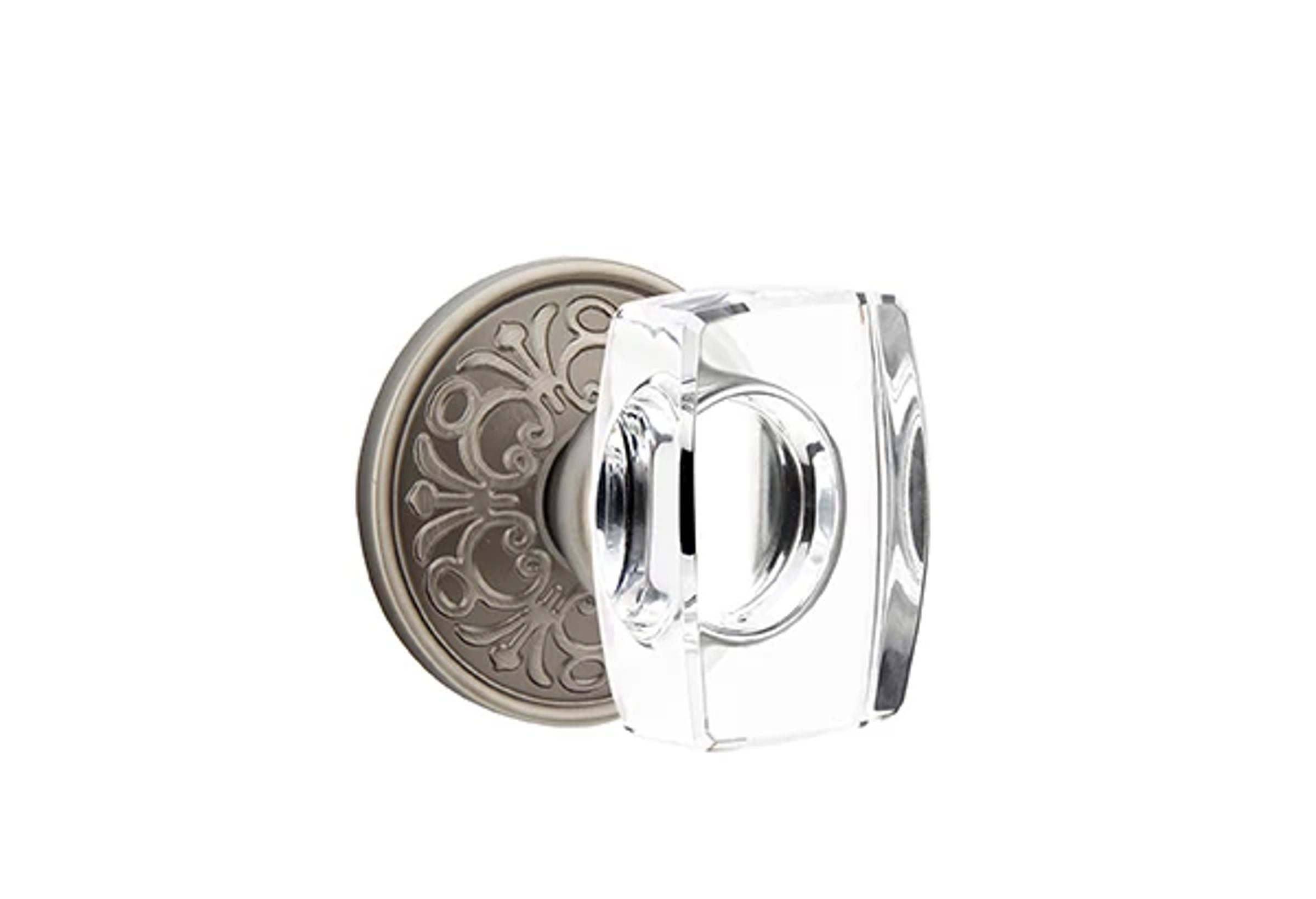 Emtek Concealed Fastener Windsor Glass Knob Set with Lancaster Rosette