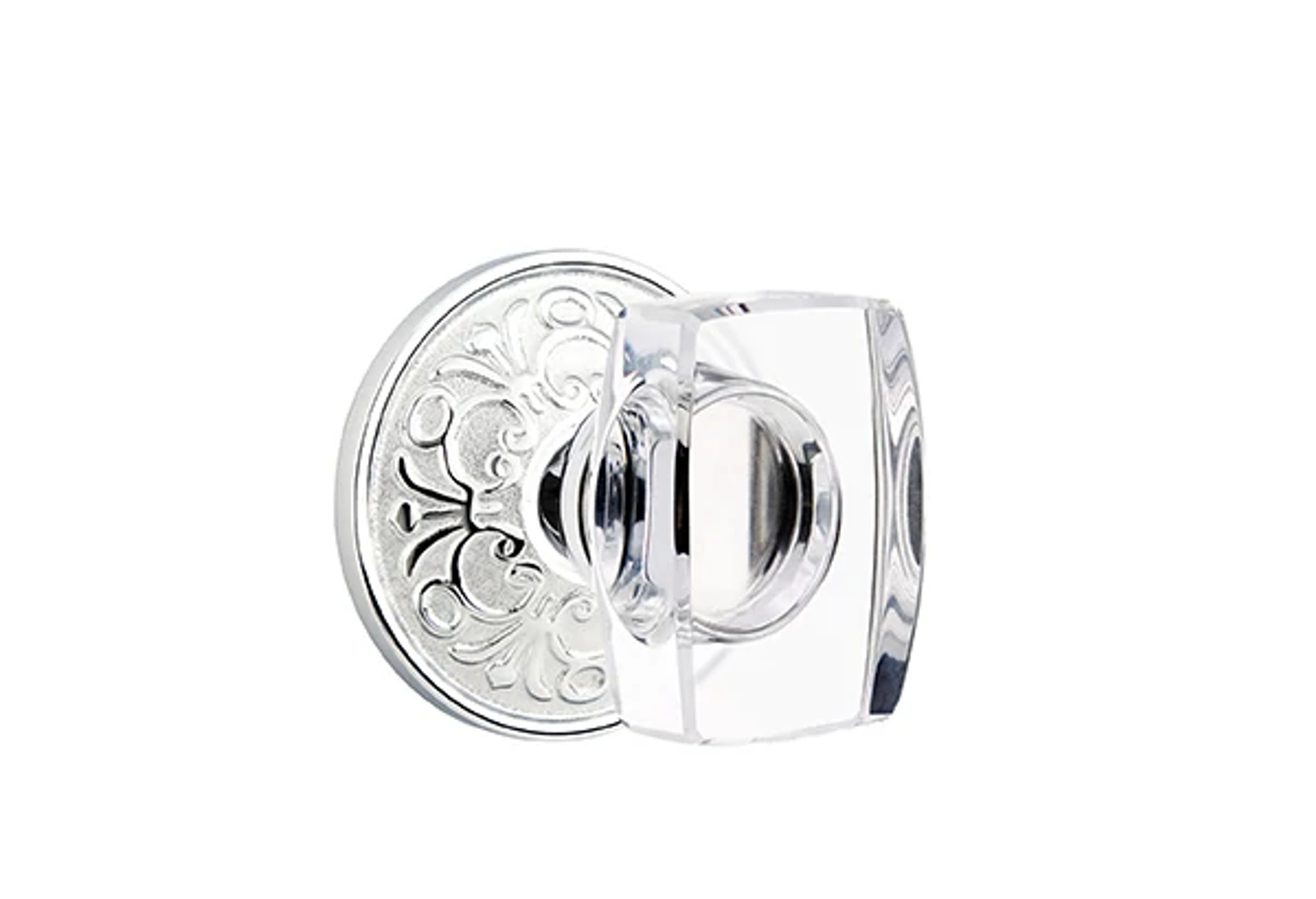 Emtek Windsor Glass Knob Set with Lancaster Rosette