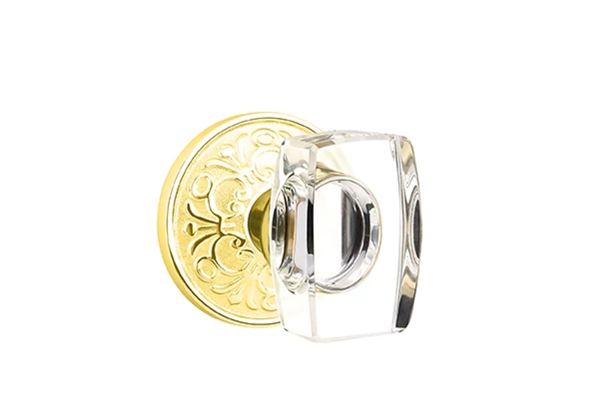 Emtek Windsor Glass Knob Set with Lancaster Rosette