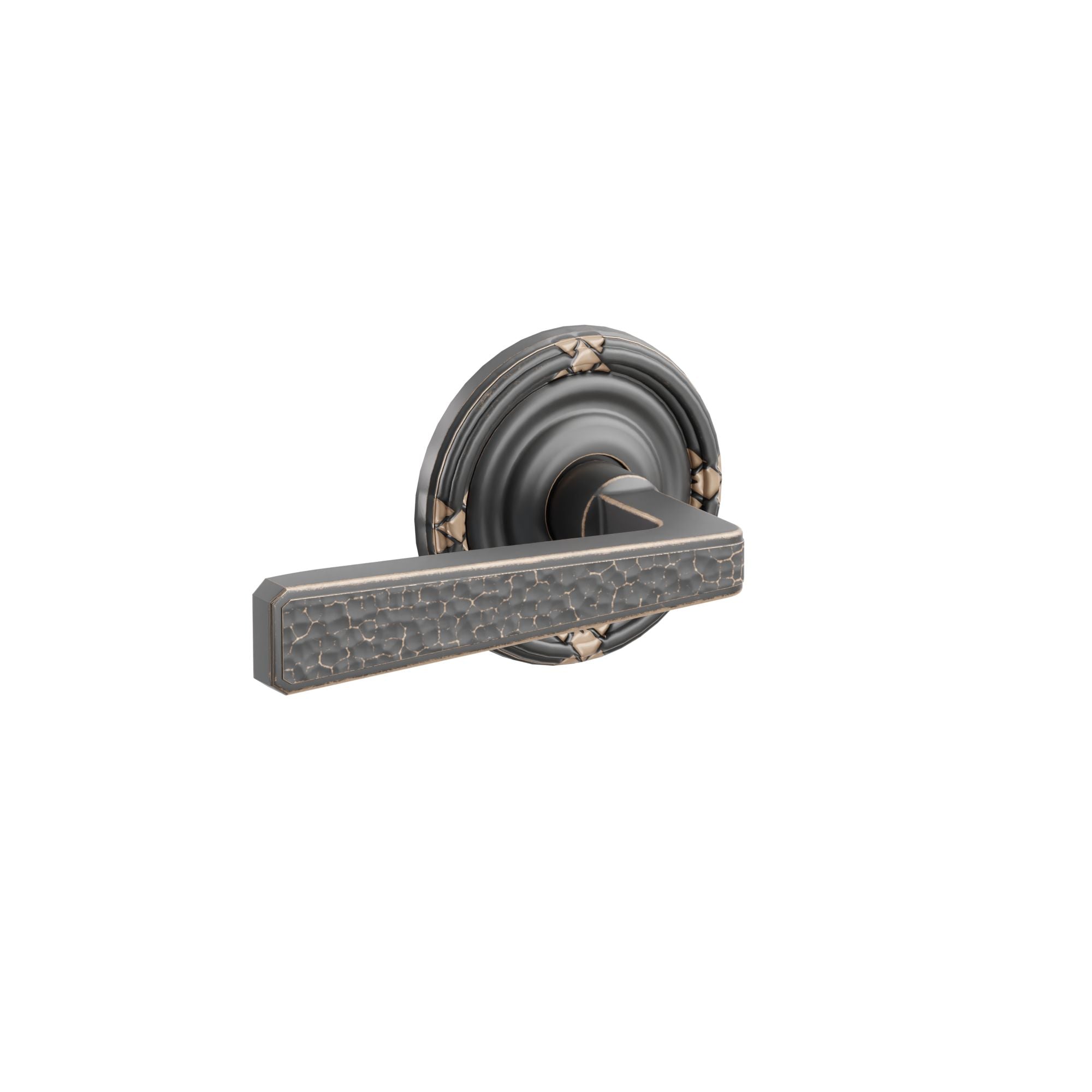 Emtek Concealed Fastener Hammered Lever Set With Ribbon & Reed