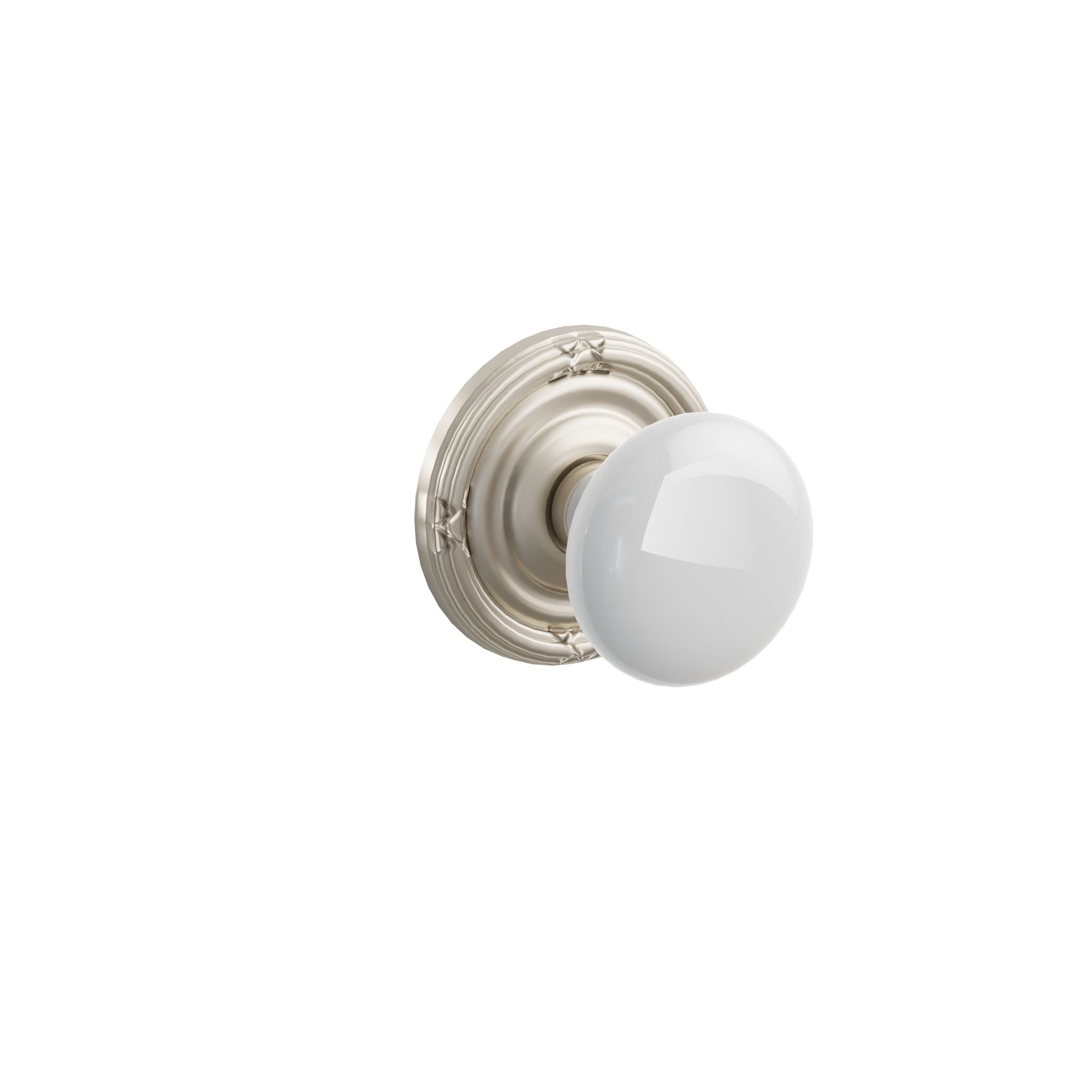 Emtek Concealed Fastener Ice White Porcelain Knob Set With Ribbon & Reed
