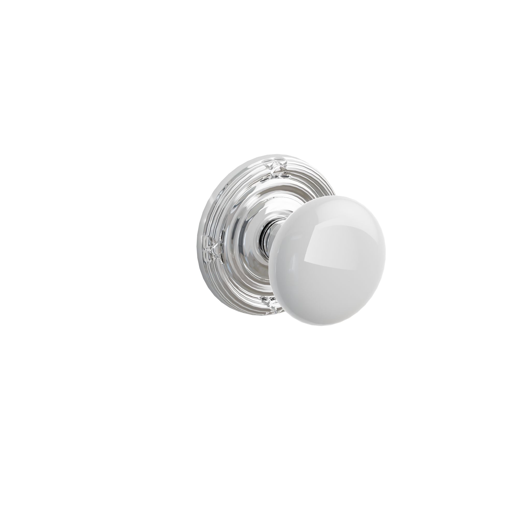 Emtek Concealed Fastener Ice White Porcelain Knob Set With Ribbon & Reed