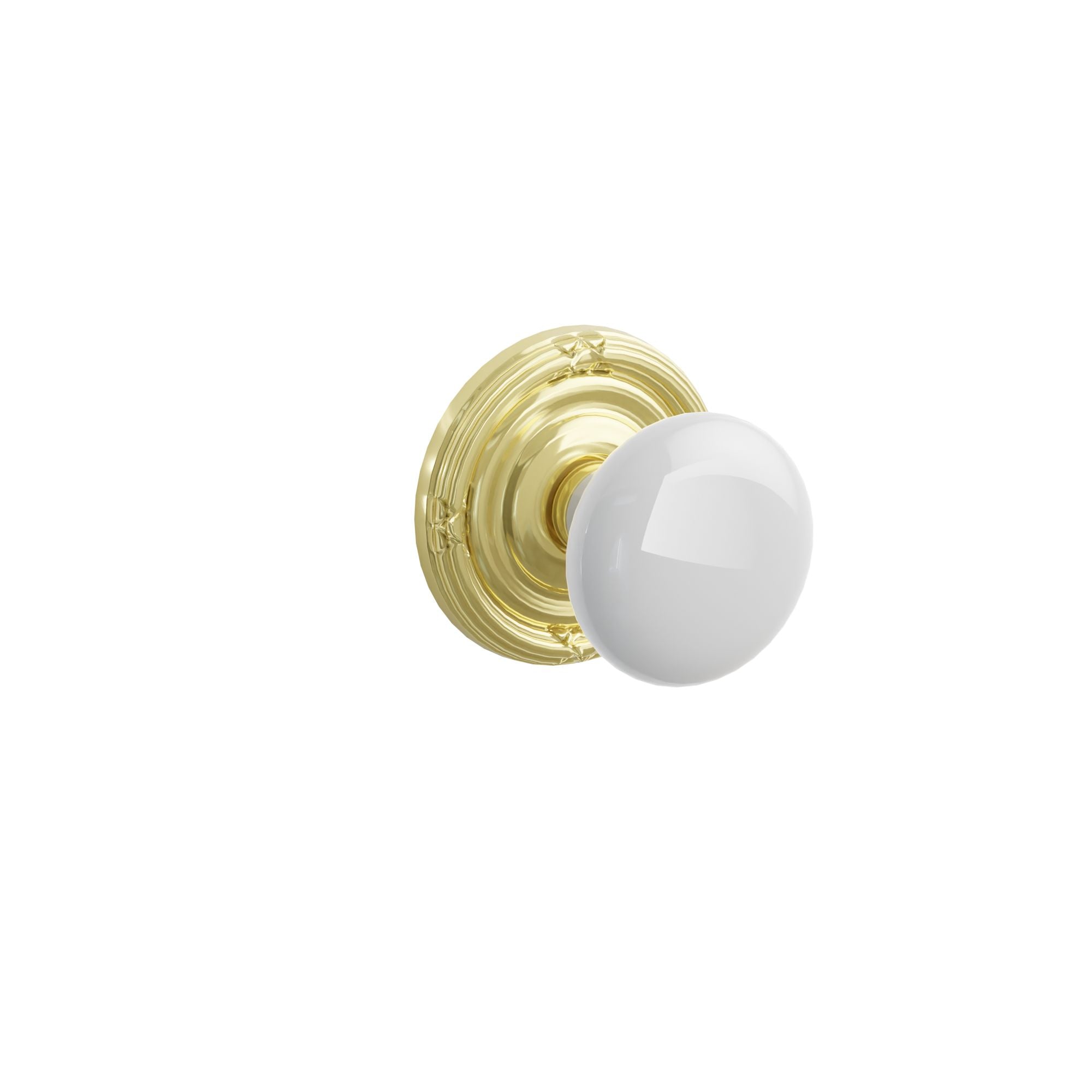 Emtek Concealed Fastener Ice White Porcelain Knob Set With Ribbon & Reed