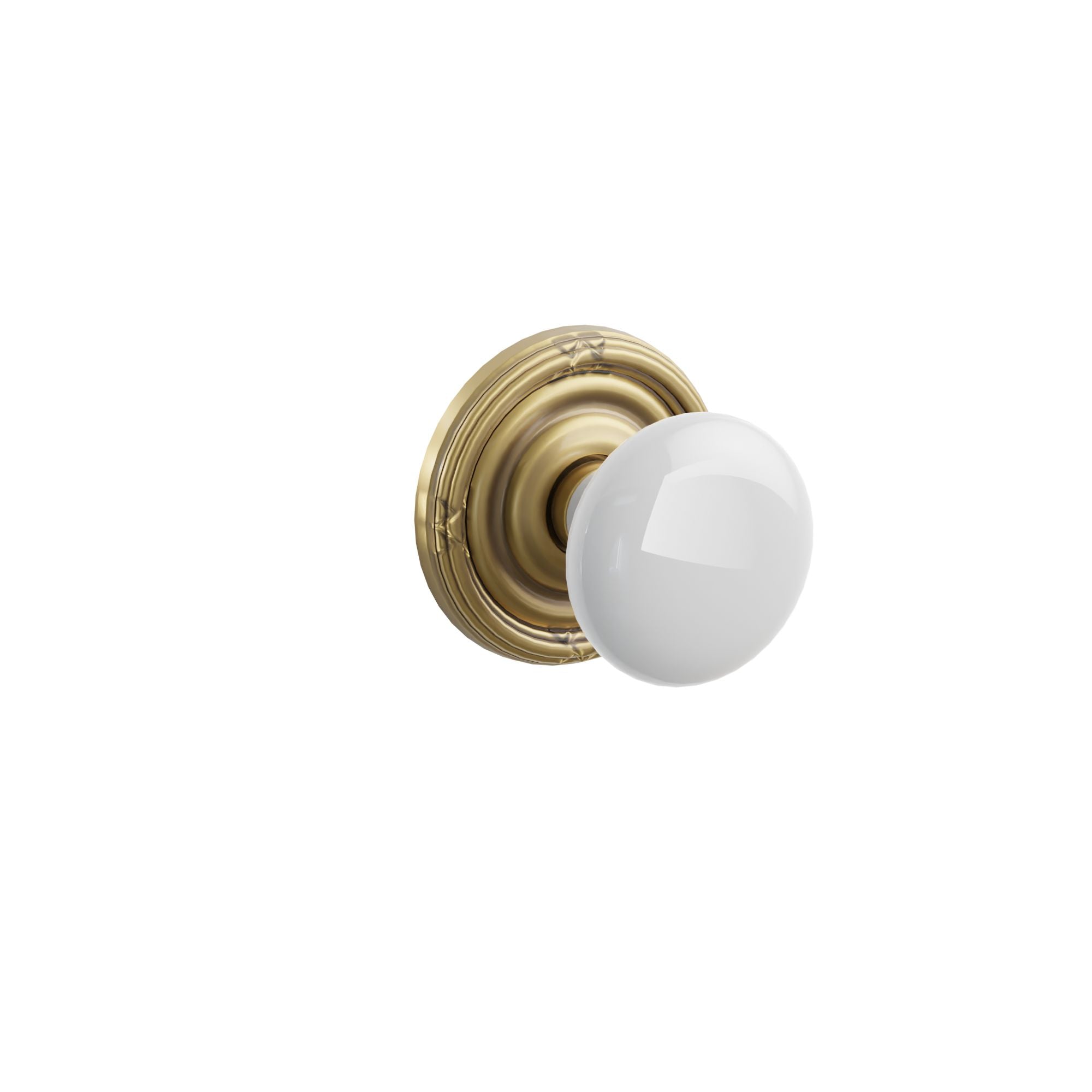 Emtek Concealed Fastener Ice White Porcelain Knob Set With Ribbon & Reed