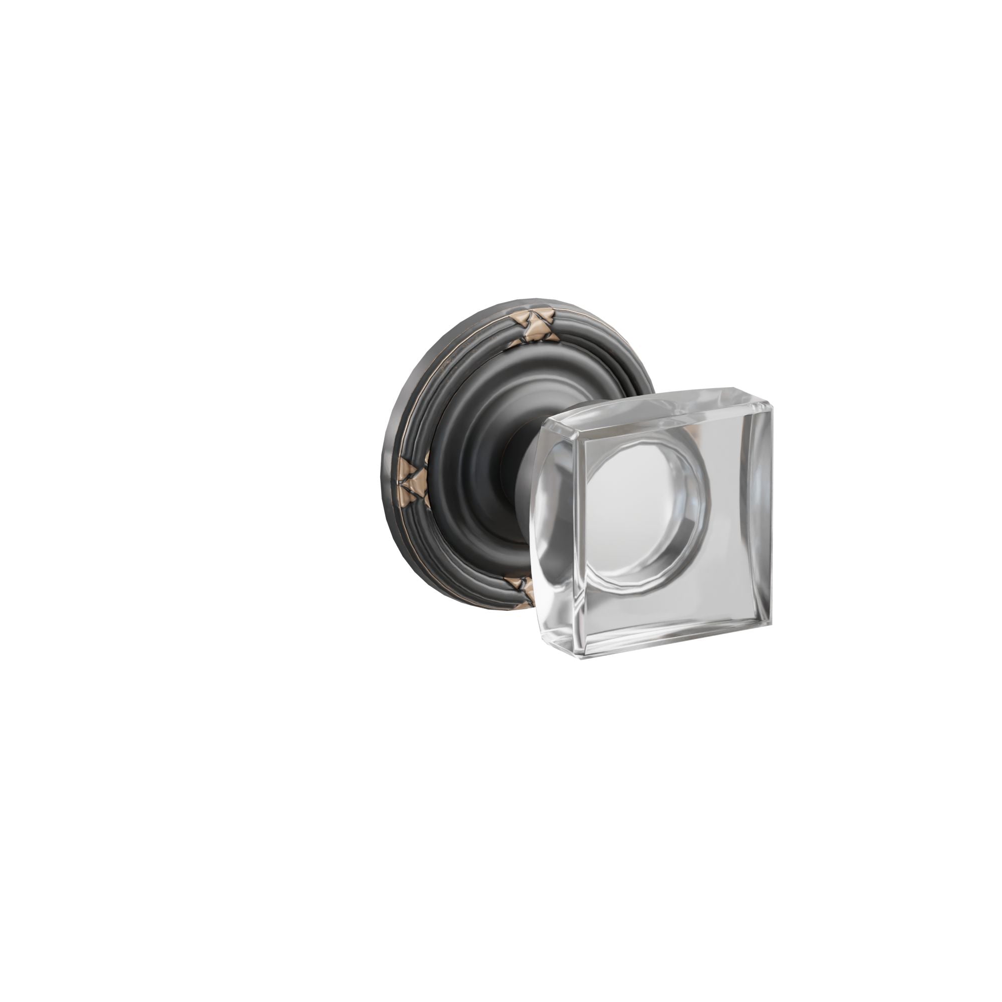 Emtek Modern Square Glass Knob Set with Ribbon & Reed