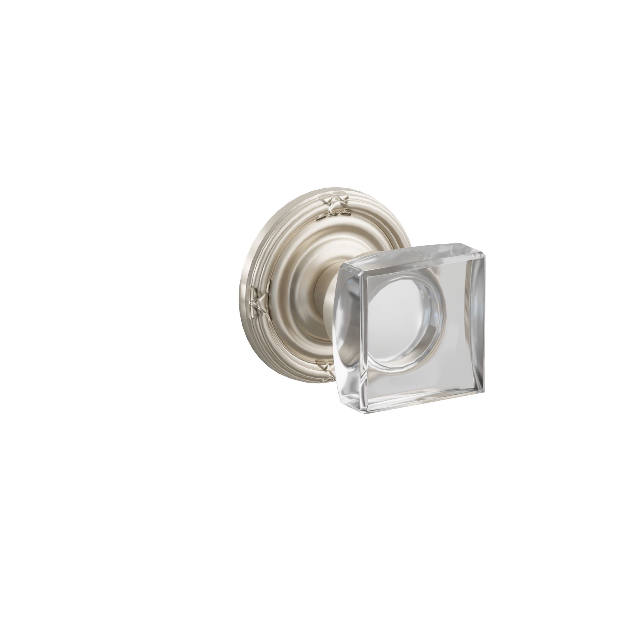 Emtek Modern Square Glass Knob Set with Ribbon & Reed