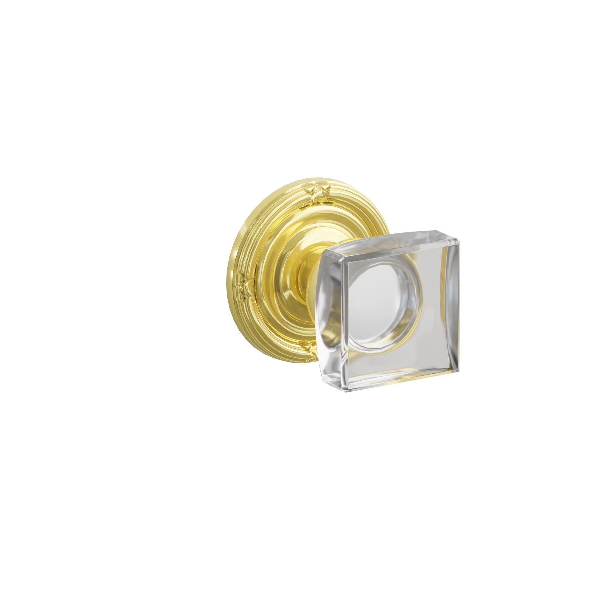 Emtek Modern Square Glass Knob Set with Ribbon & Reed