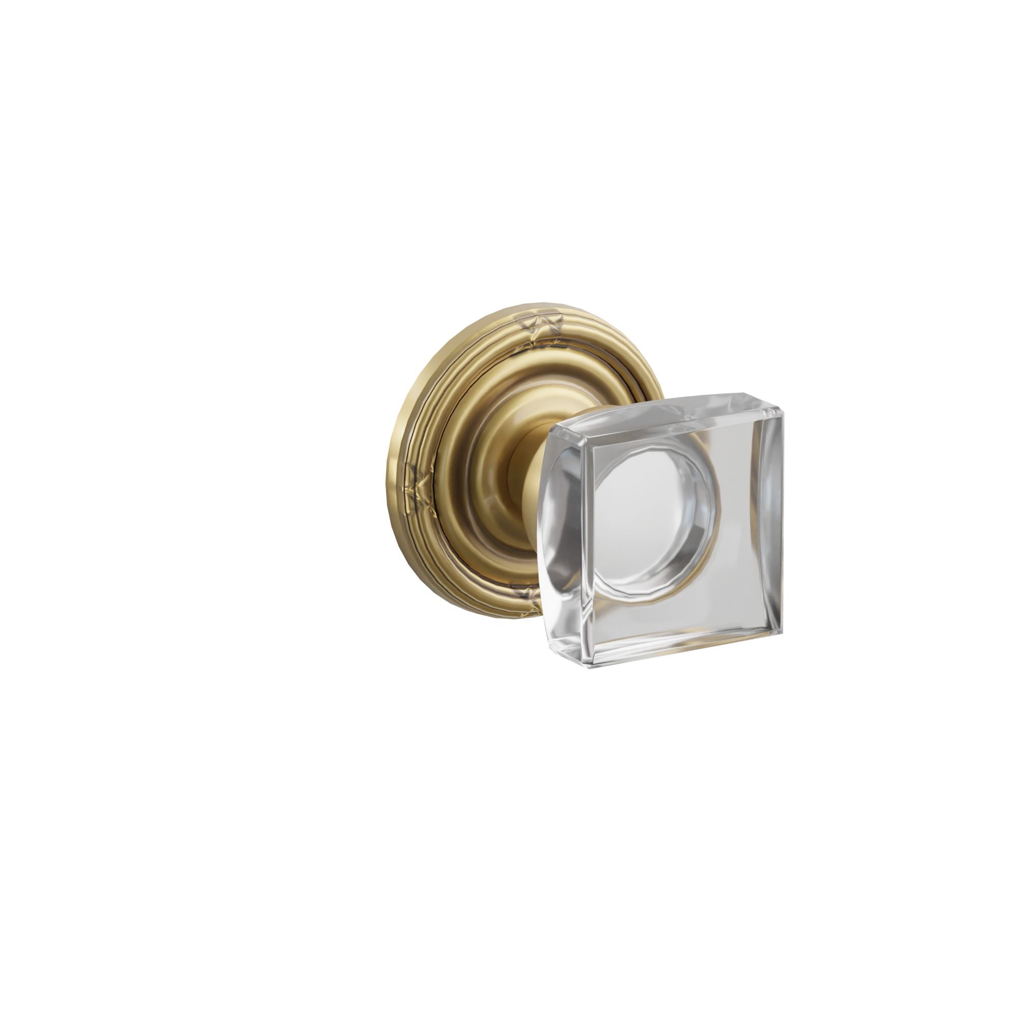 Emtek Concealed Fastener Modern Square Glass Knob Set With Ribbon & Reed