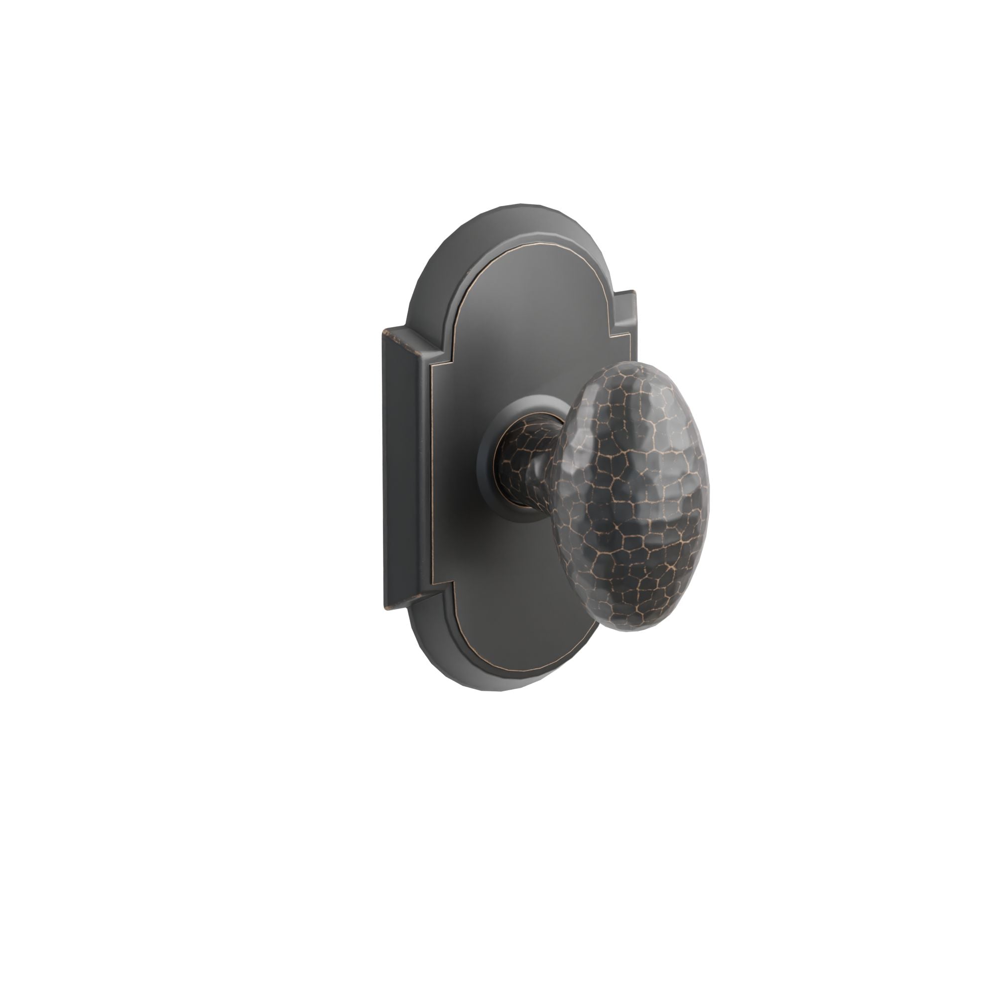 Emtek Concealed Fastener Hammered Egg Knob Set With #8 Rosette