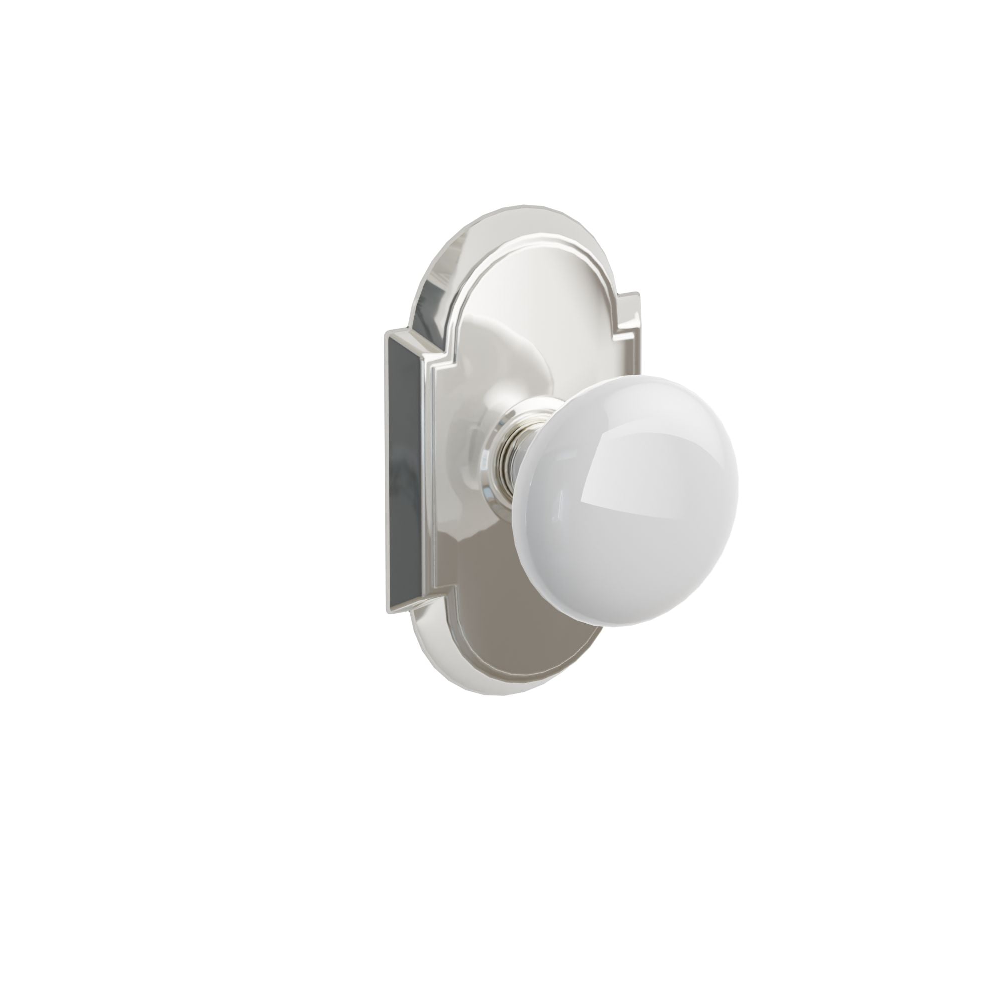 Emtek Concealed Fastener Ice White Porcelain Knob Set With #8 Rosette