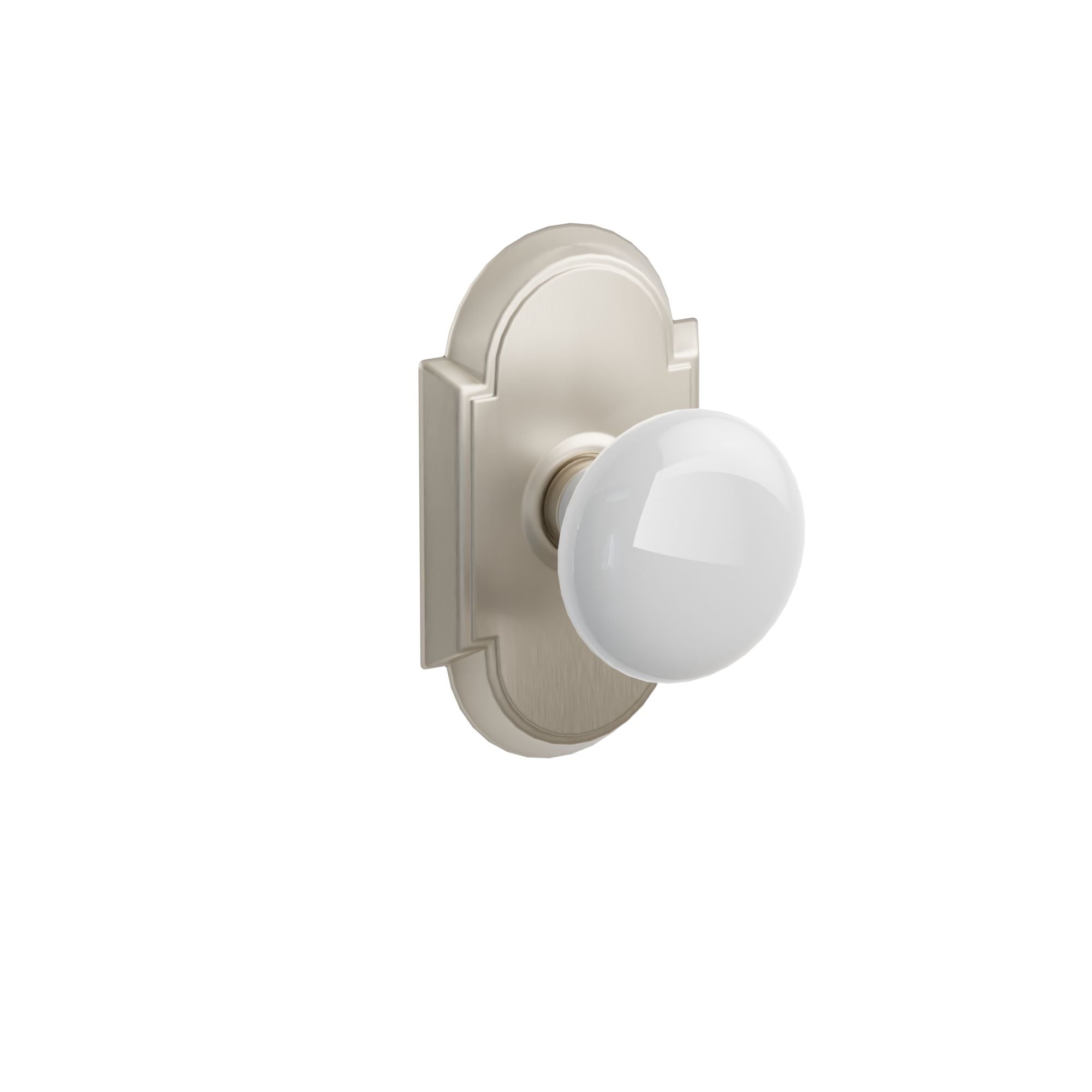 Emtek Concealed Fastener Ice White Porcelain Knob Set With #8 Rosette