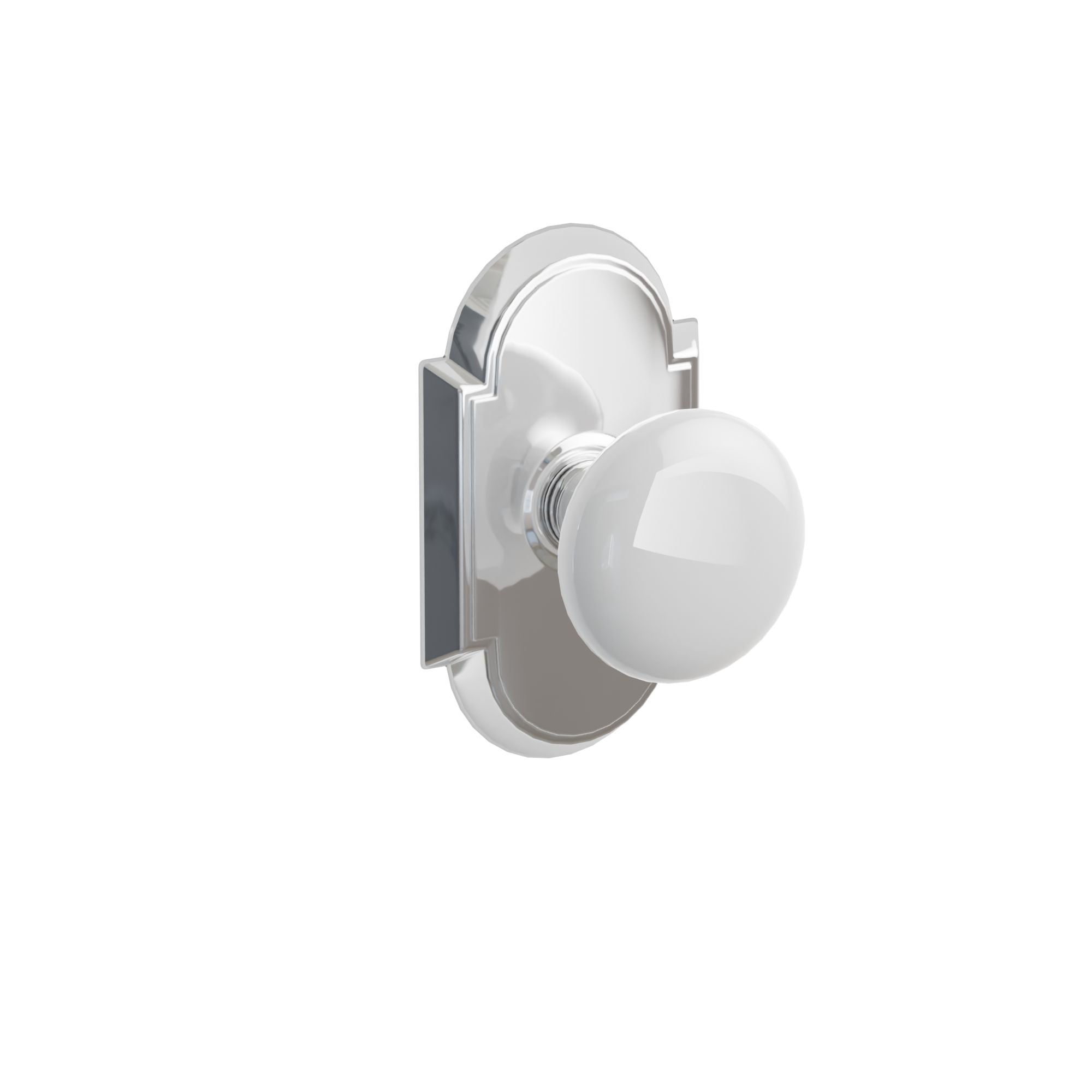 Emtek Concealed Fastener Ice White Porcelain Knob Set With #8 Rosette