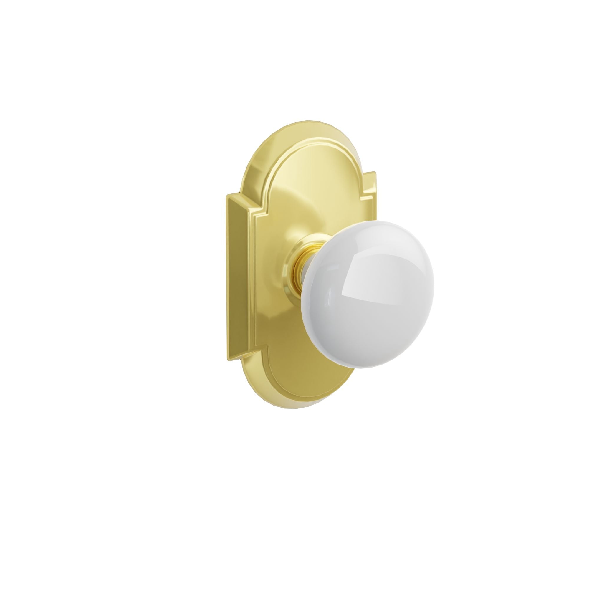 Emtek Concealed Fastener Ice White Porcelain Knob Set With #8 Rosette