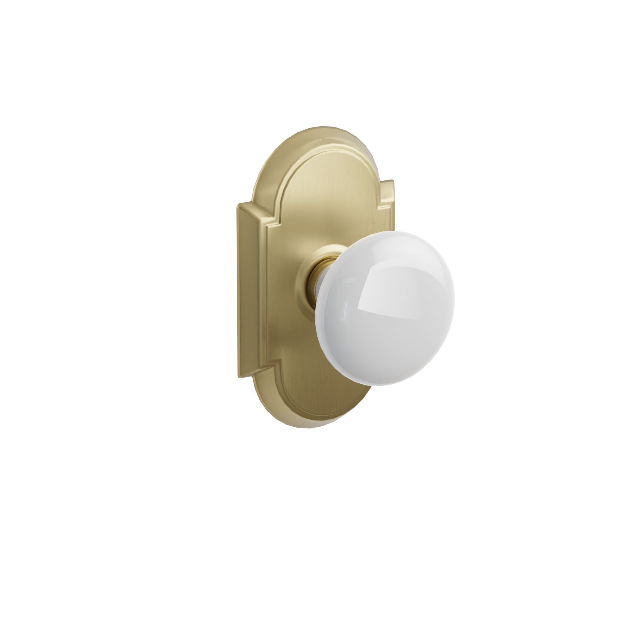 Emtek Concealed Fastener Ice White Porcelain Knob Set With #8 Rosette