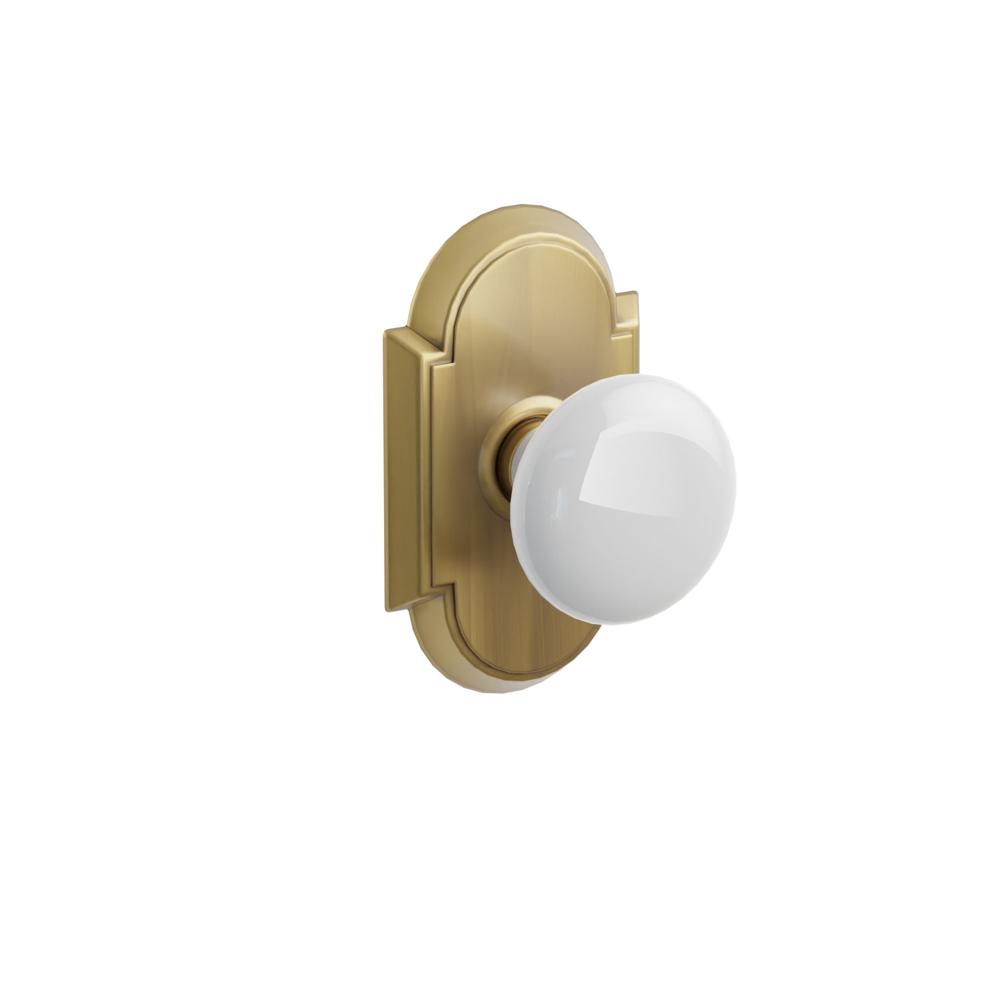 Emtek Concealed Fastener Ice White Porcelain Knob Set With #8 Rosette