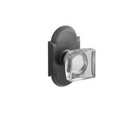 Emtek Modern Square Glass Knob Set with #8 Rosette