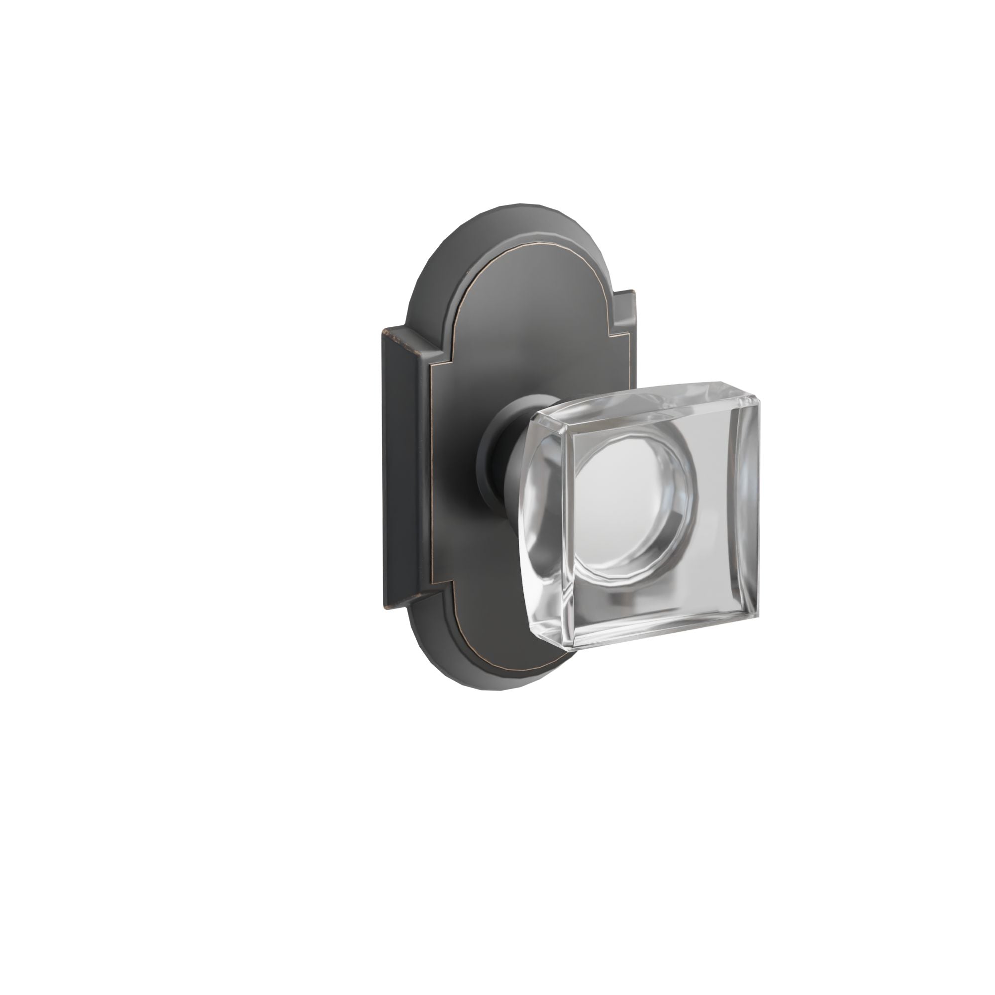 Emtek Concealed Fastener Modern Square Glass Knob Set With #8 Rosette