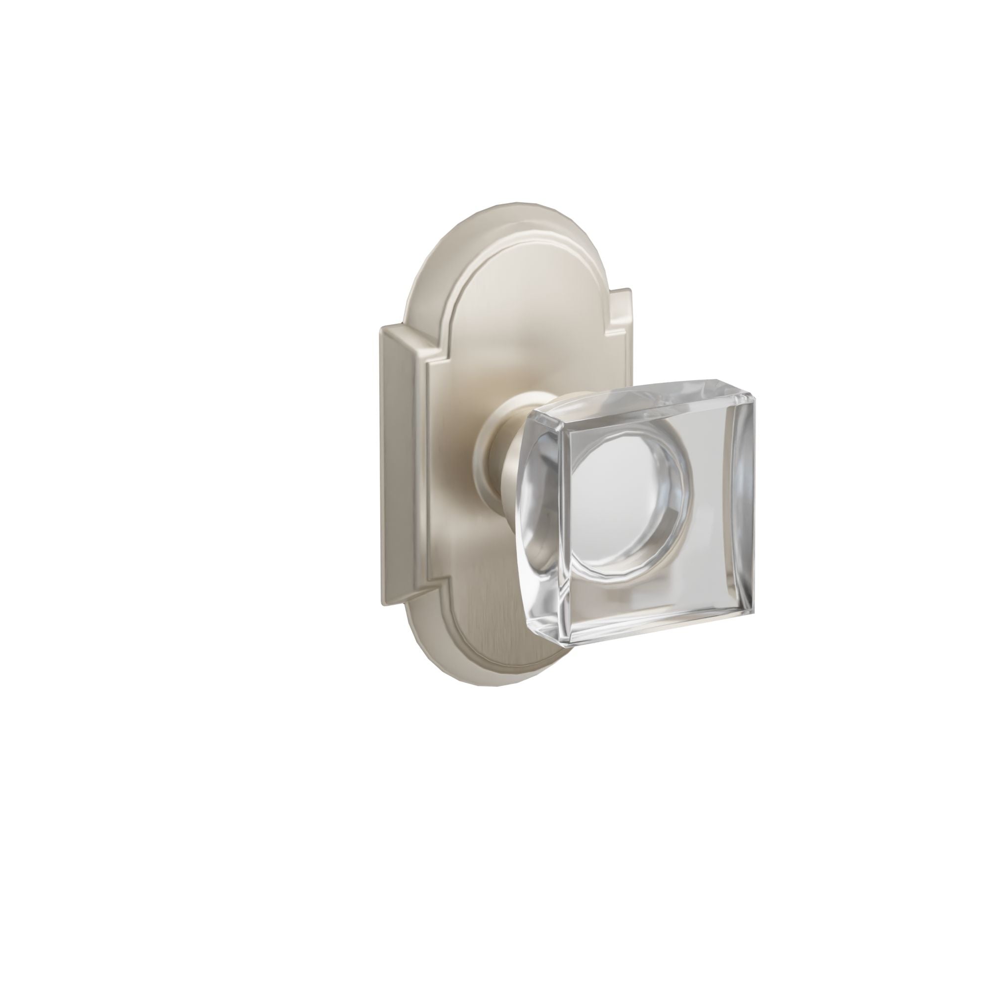 Emtek Concealed Fastener Modern Square Glass Knob Set With #8 Rosette