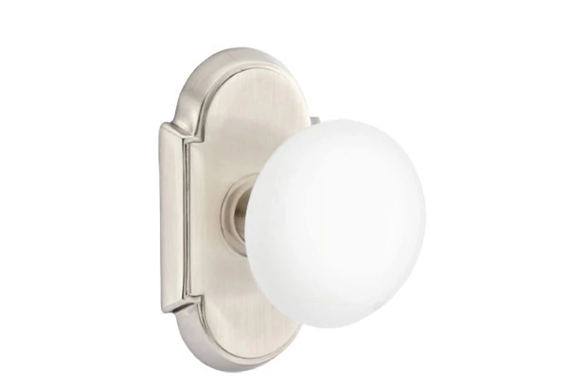 Emtek Ice White Porcelain Knob Set with #8 Rosette