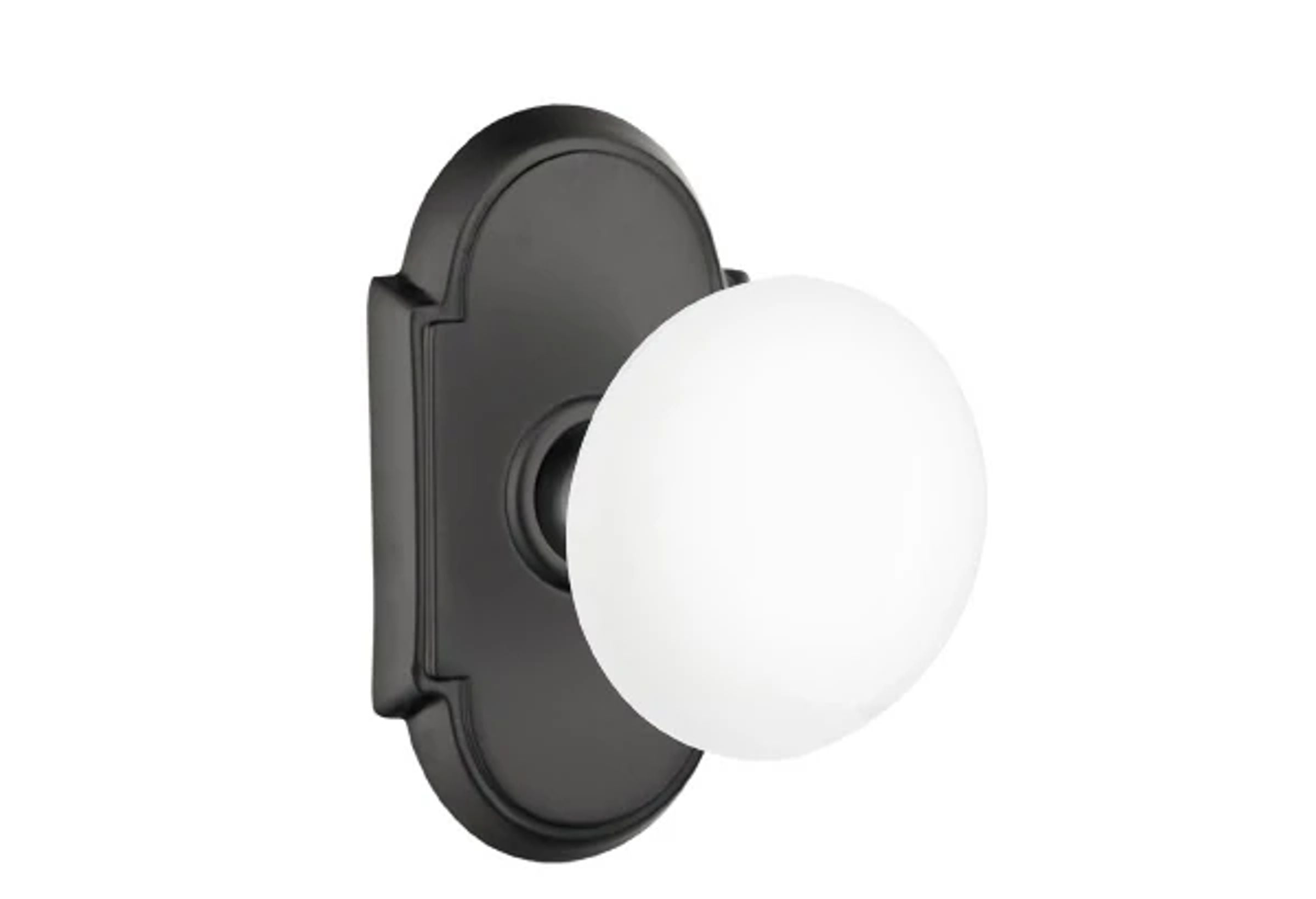 Emtek Concealed Fastener Ice White Porcelain Knob Set with #8 Rosette