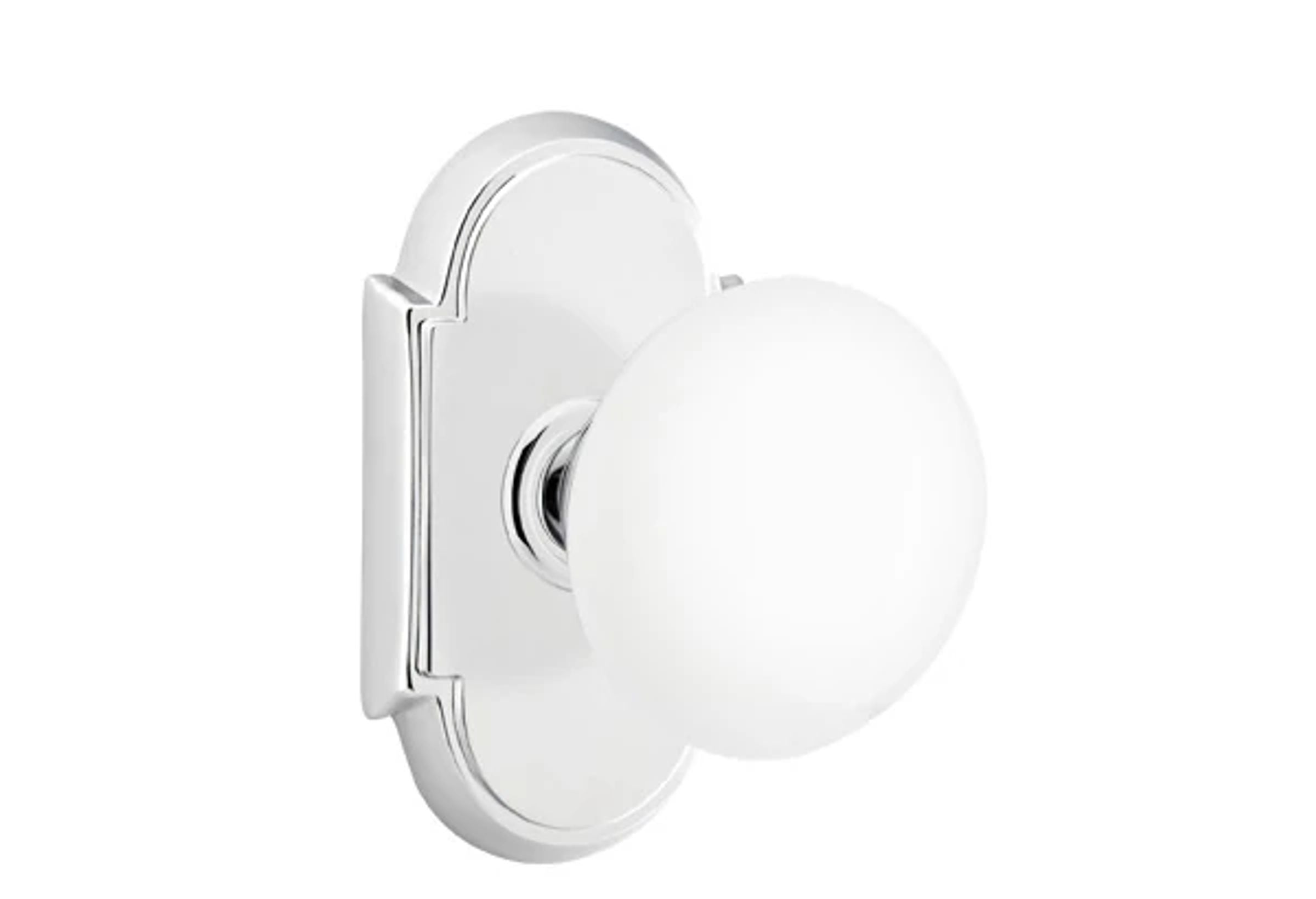 Emtek Ice White Porcelain Knob Set with #8 Rosette