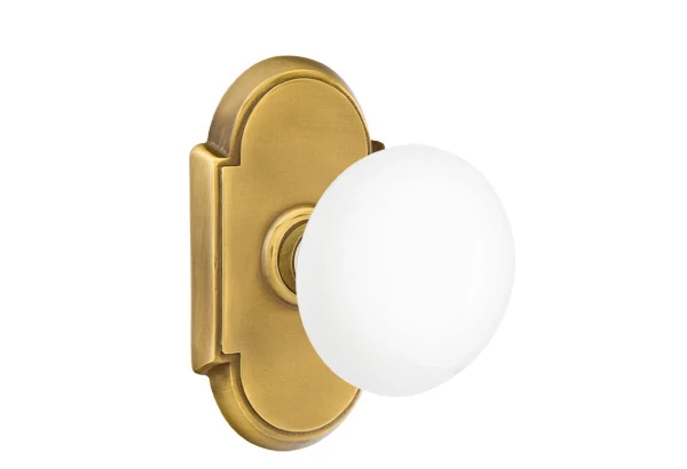 Emtek Ice White Porcelain Knob Set with #8 Rosette