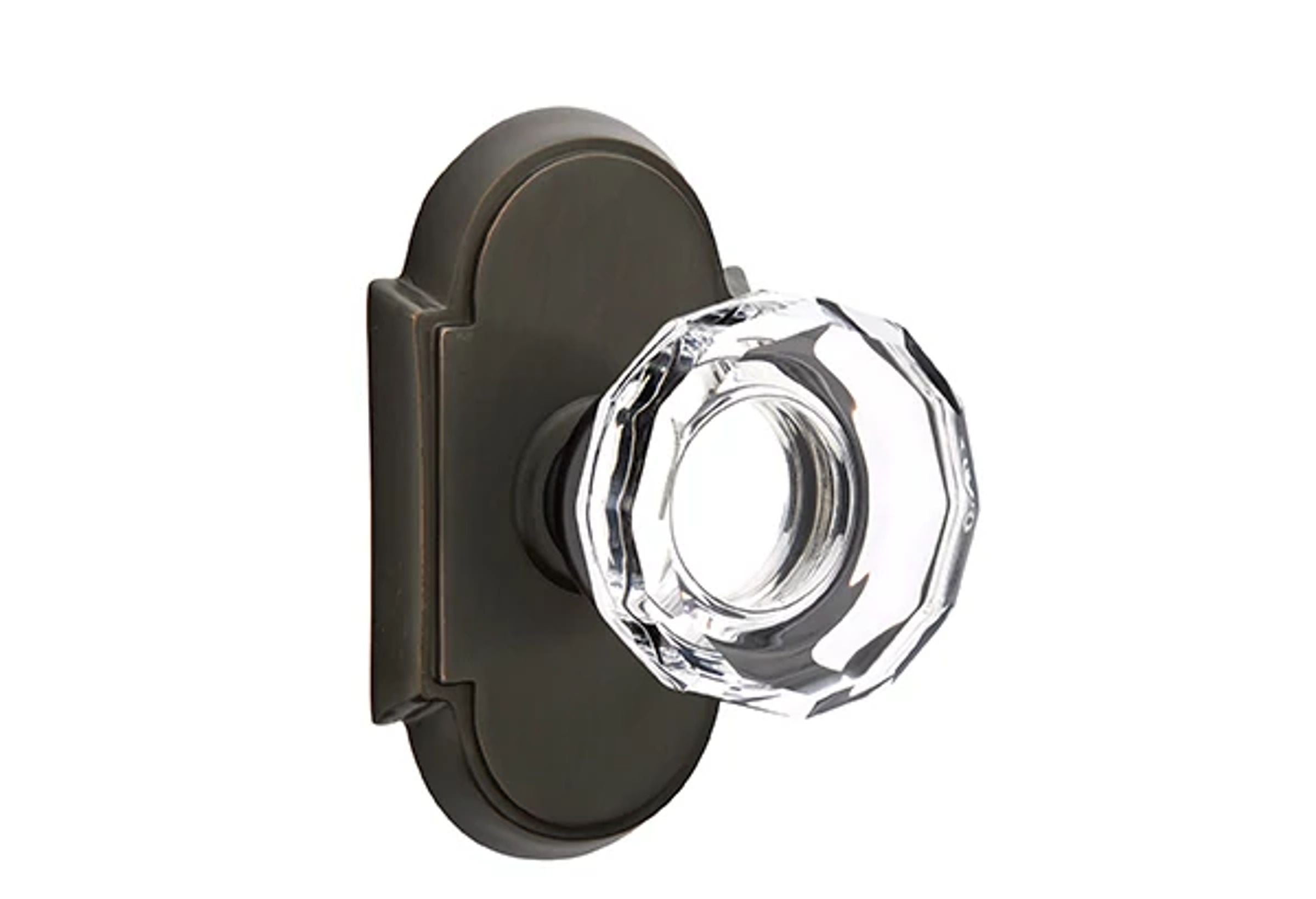 Emtek Concealed Fastener Lowell Glass Knob Set with #8 Rosette