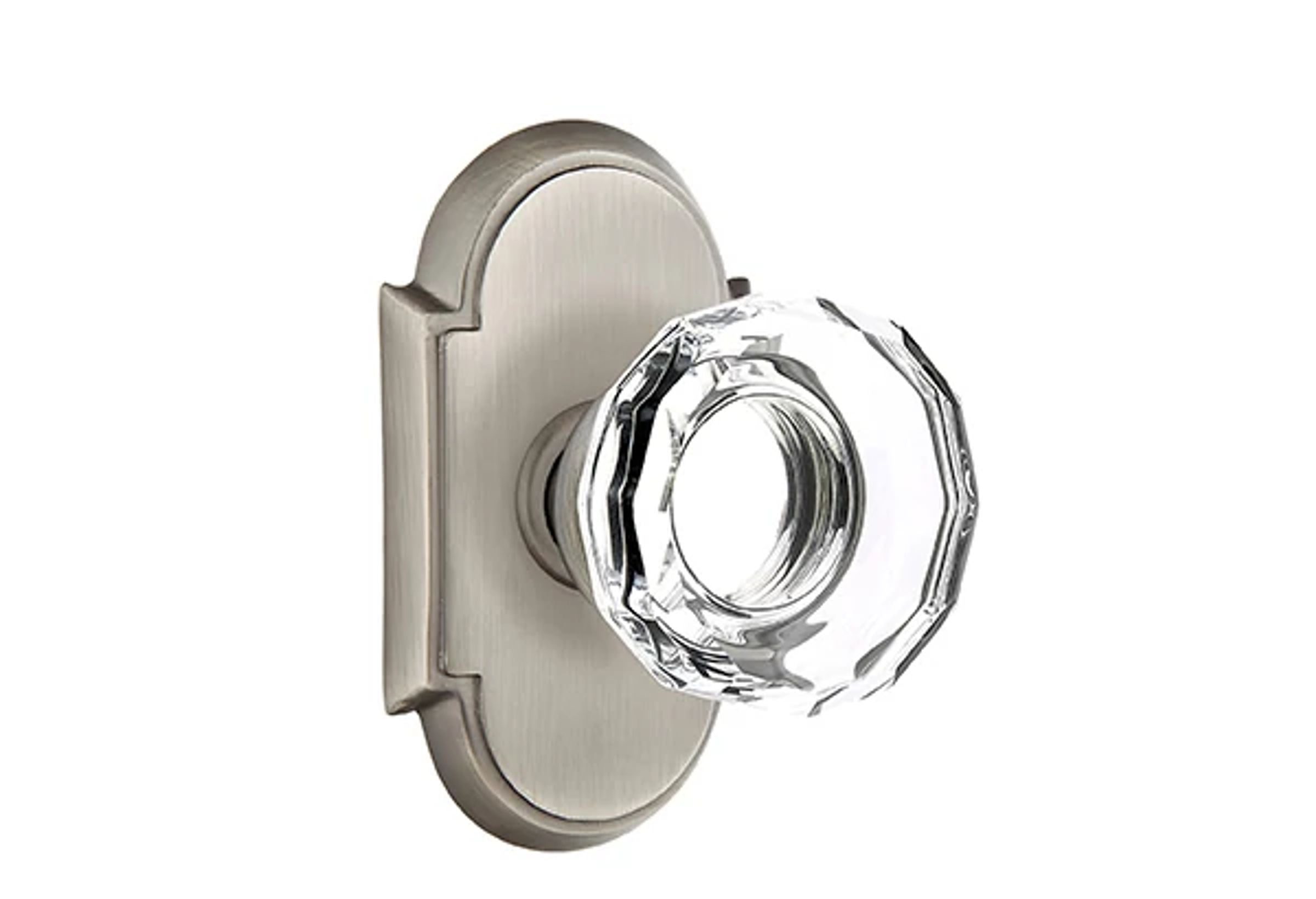 Emtek Concealed Fastener Lowell Glass Knob Set with #8 Rosette