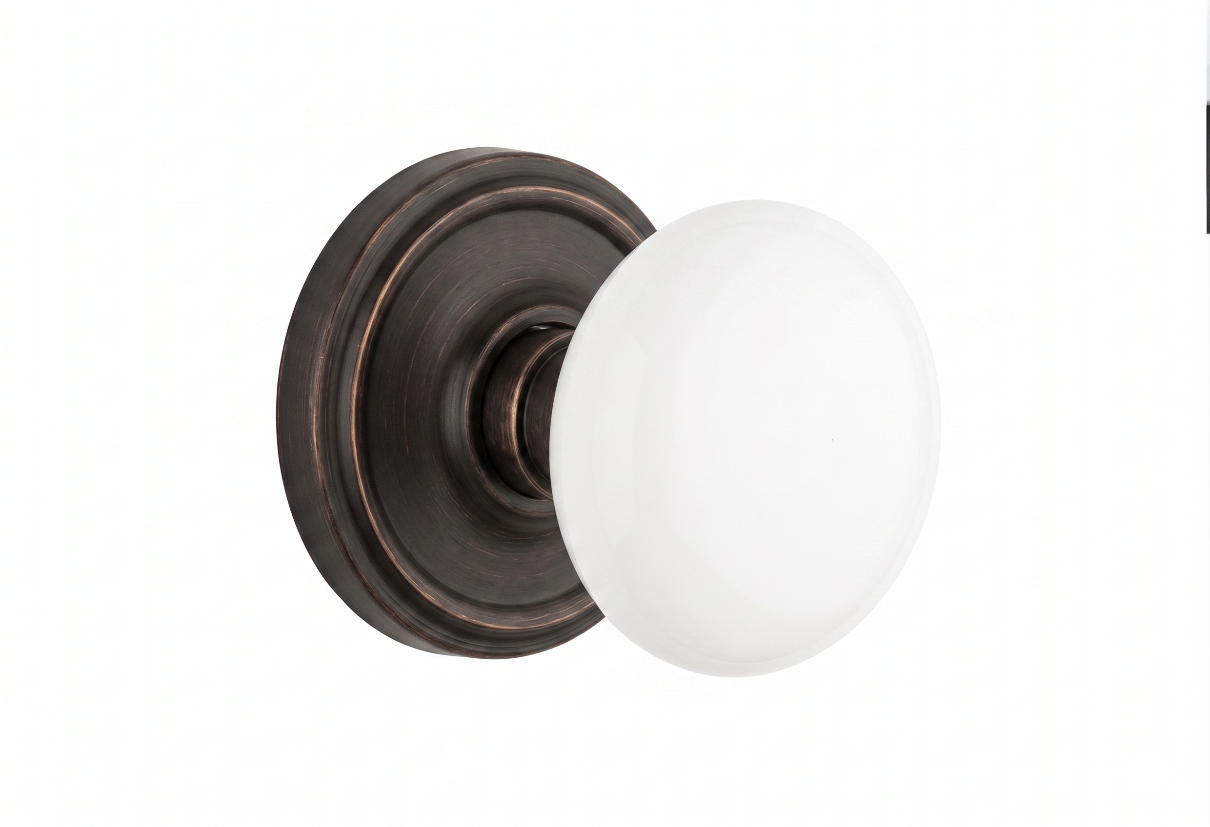 Emtek Ice White Porcelain Knob Set with Regular Rosette