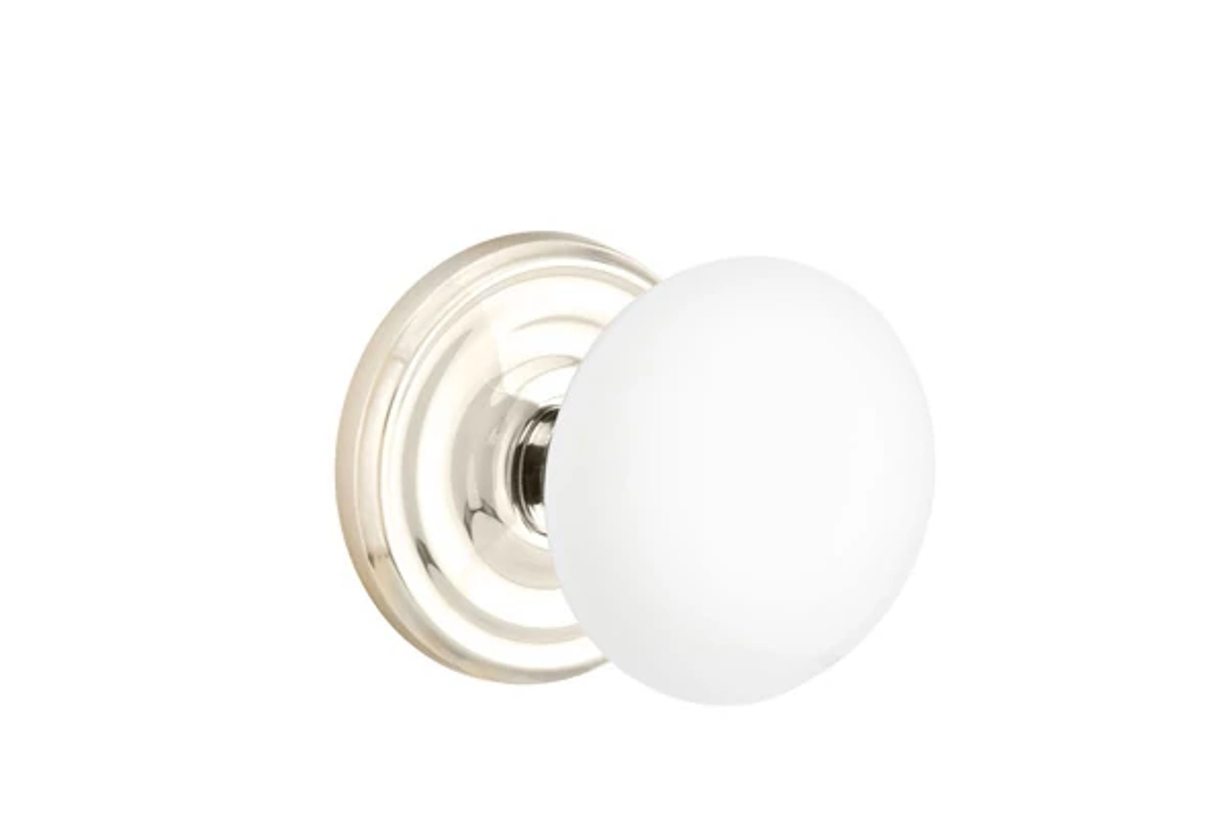 Emtek Ice White Porcelain Knob Set with Regular Rosette