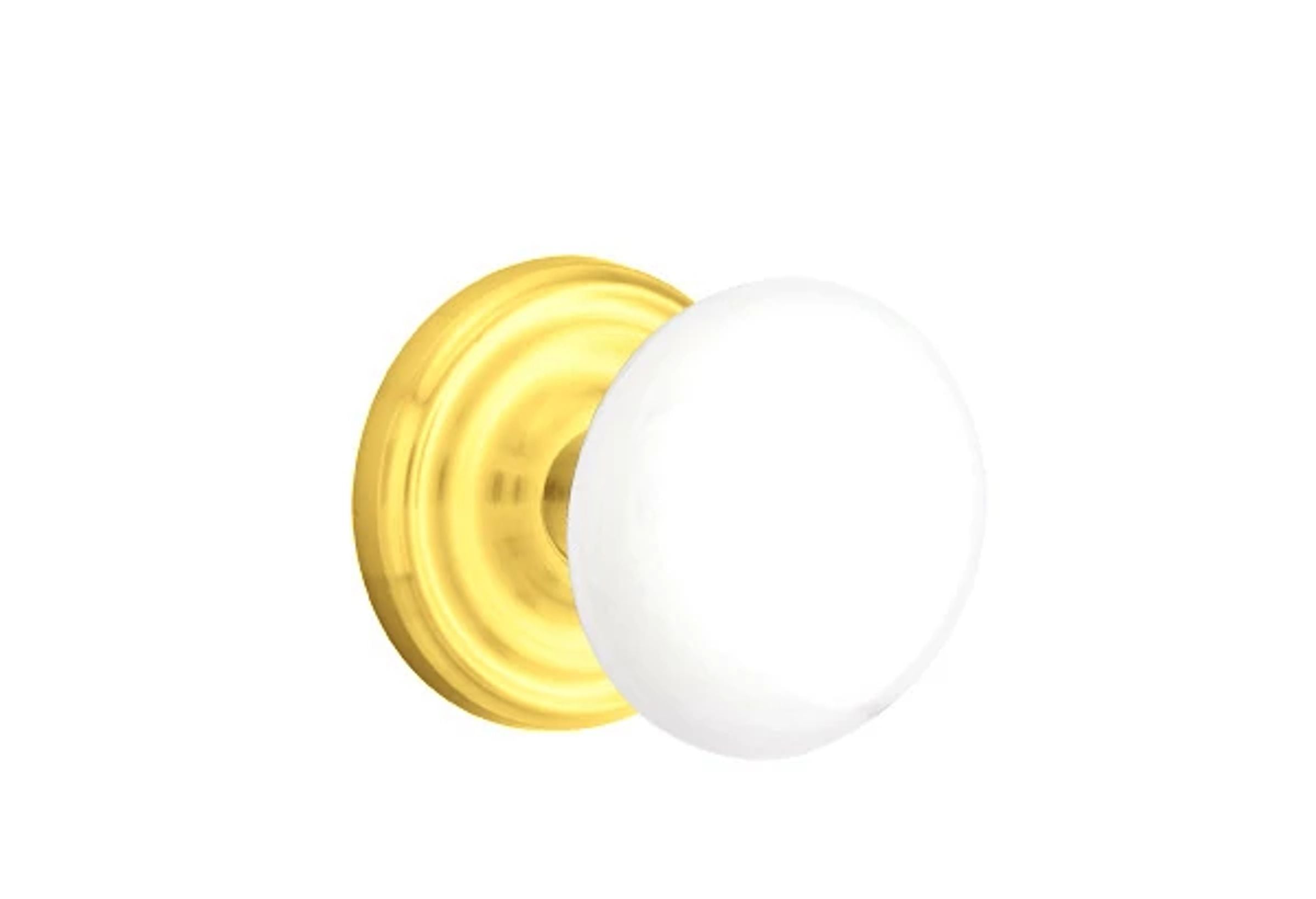 Emtek Ice White Porcelain Knob Set with Regular Rosette