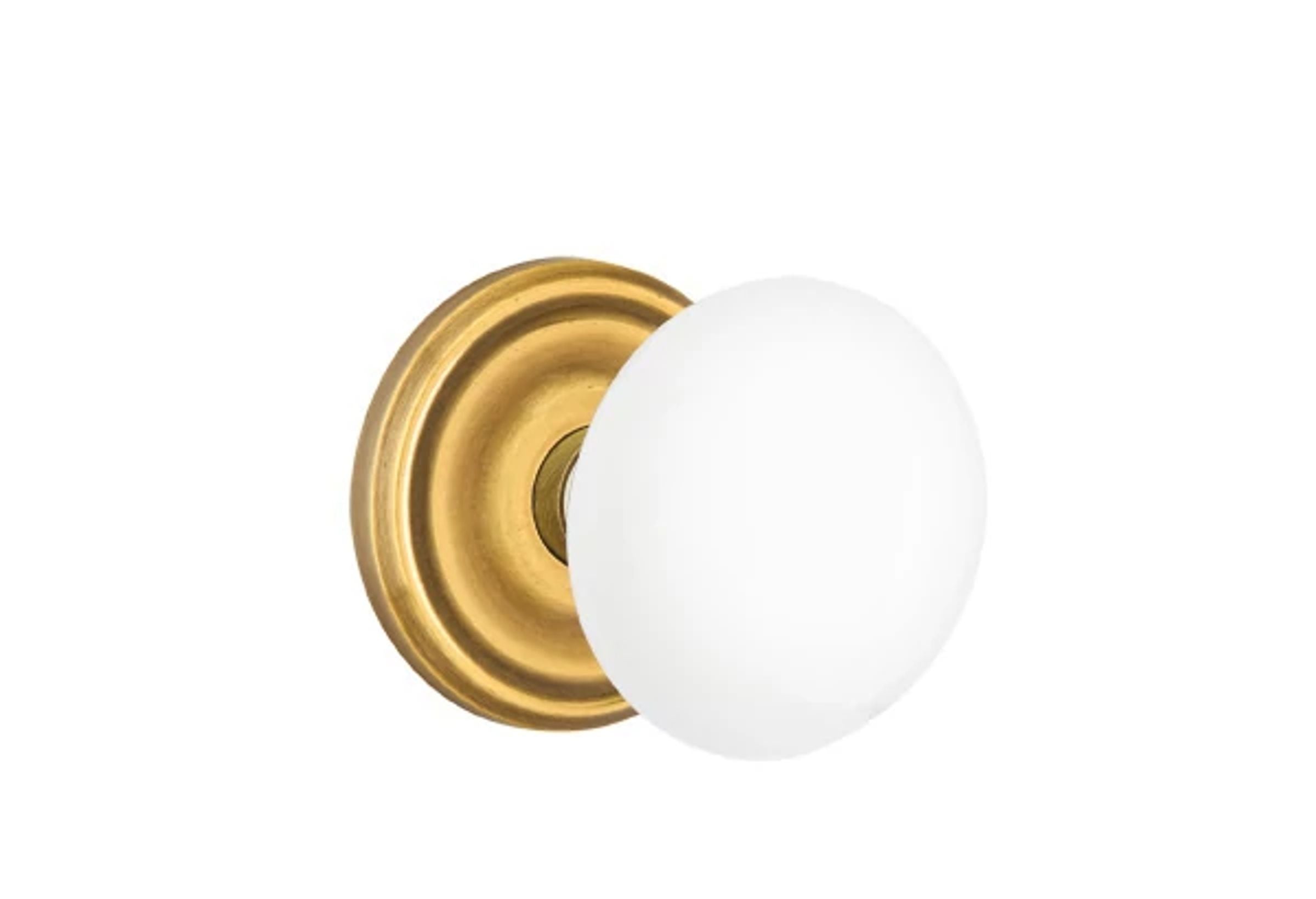 Emtek Ice White Porcelain Knob Set with Regular Rosette