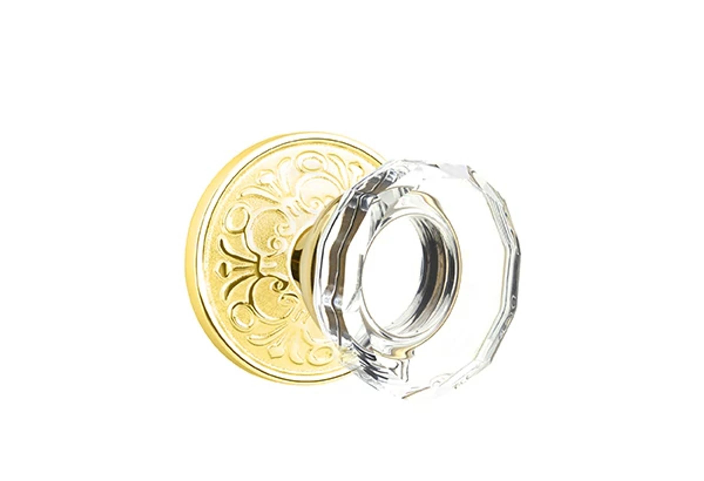 Emtek Lowell Glass Knob Set with Lancaster Rosette