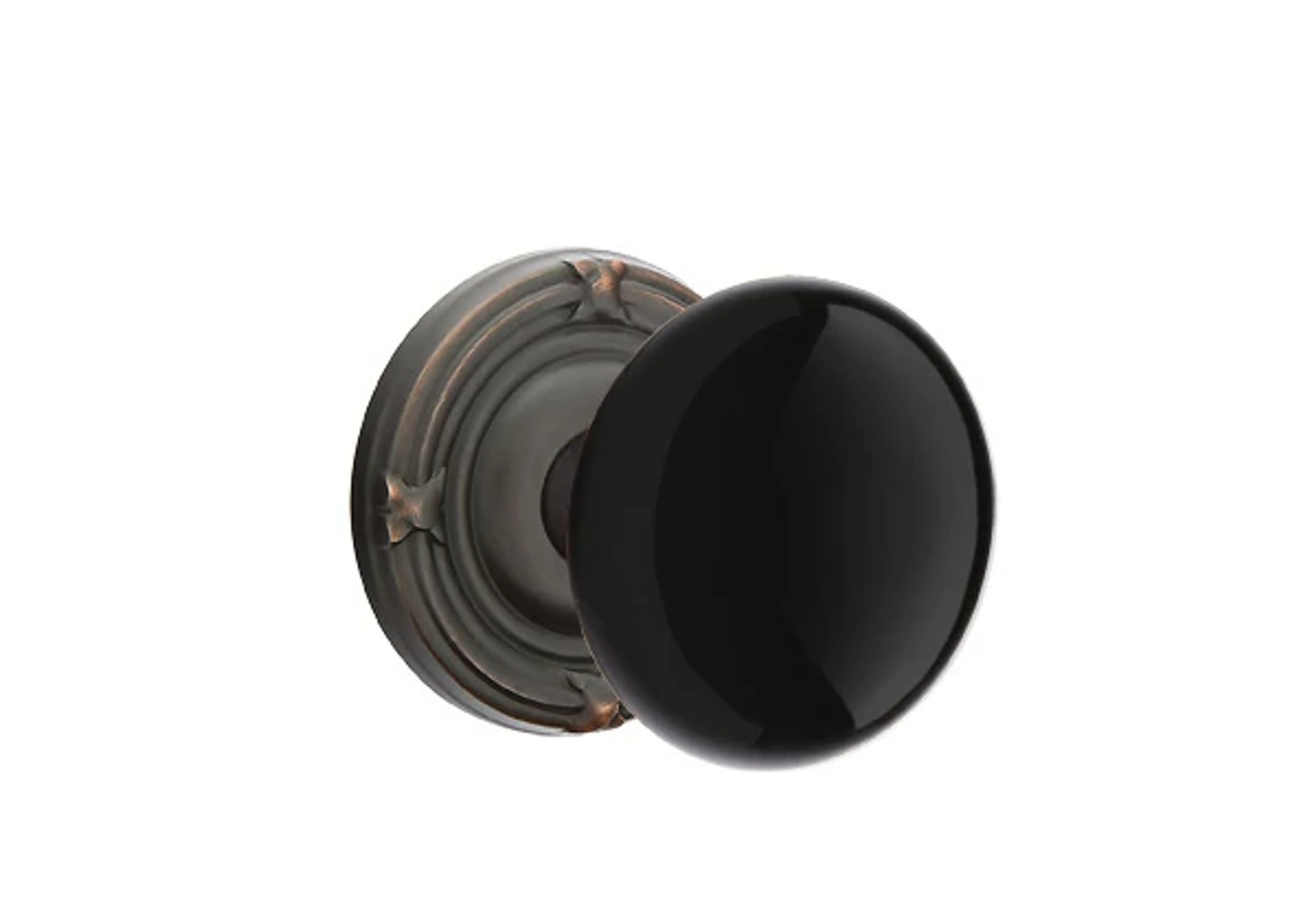 Emtek Ebony Porcelain Knob Set with Ribbon & Reed