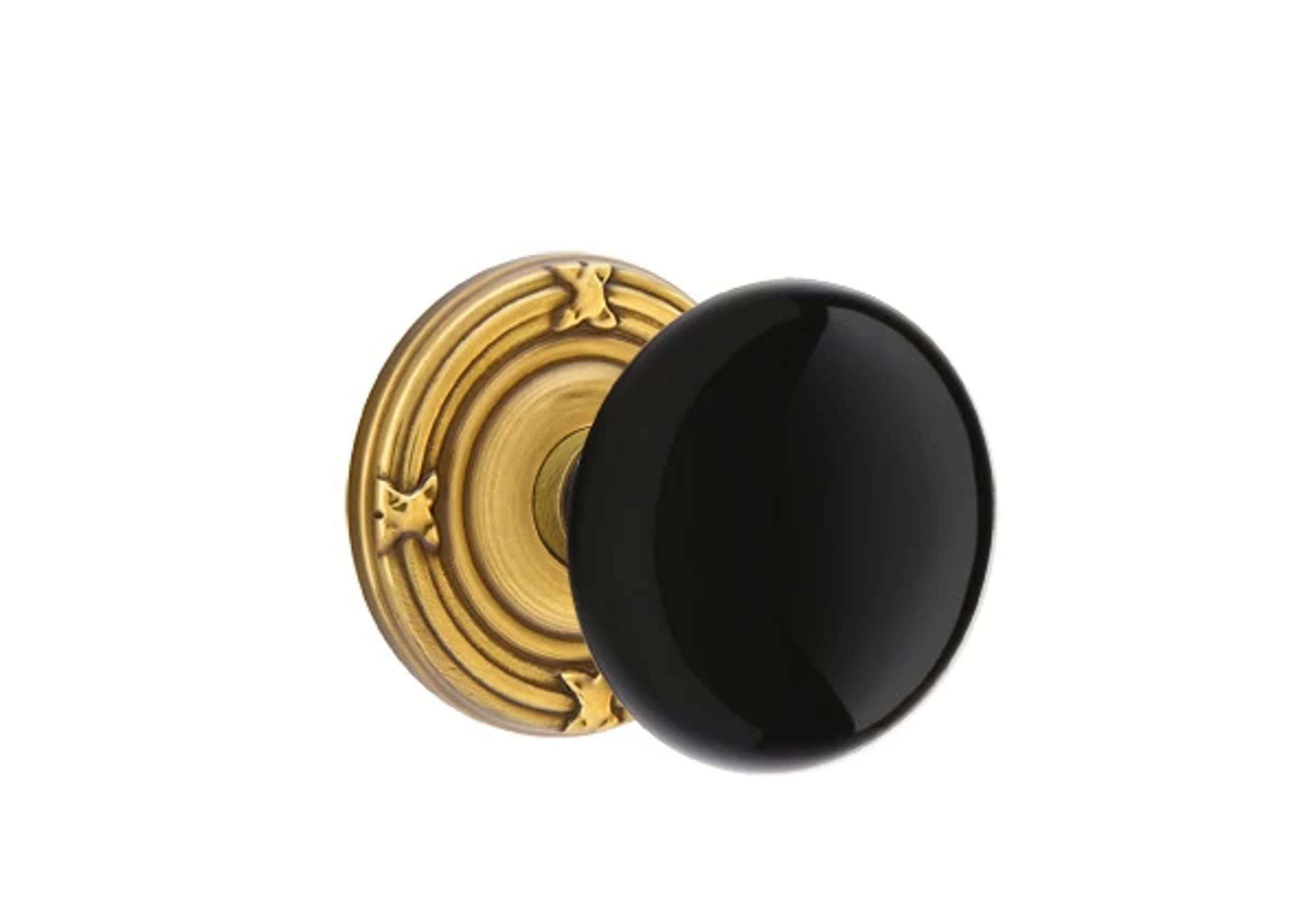 Emtek Ebony Porcelain Knob Set with Ribbon & Reed