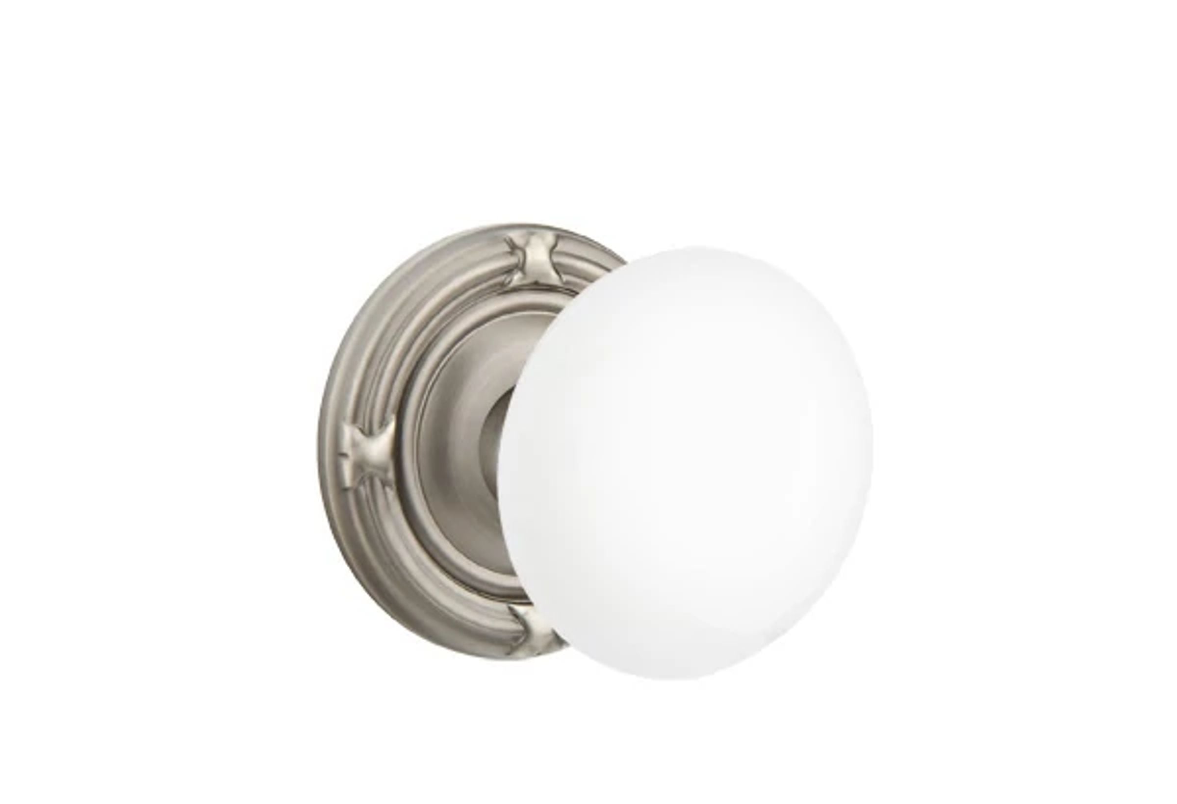 Emtek Ice White Porcelain Knob Set with Ribbon & Reed