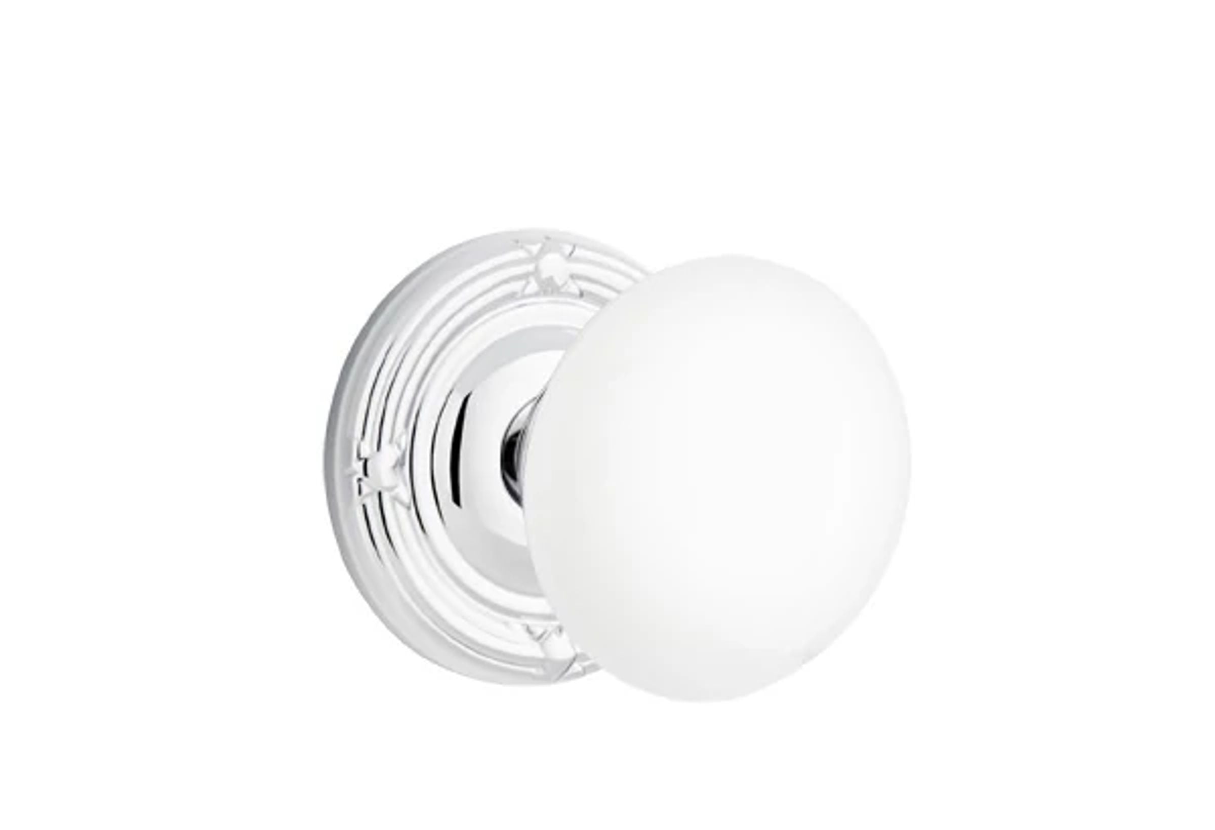 Emtek Ice White Porcelain Knob Set with Ribbon & Reed