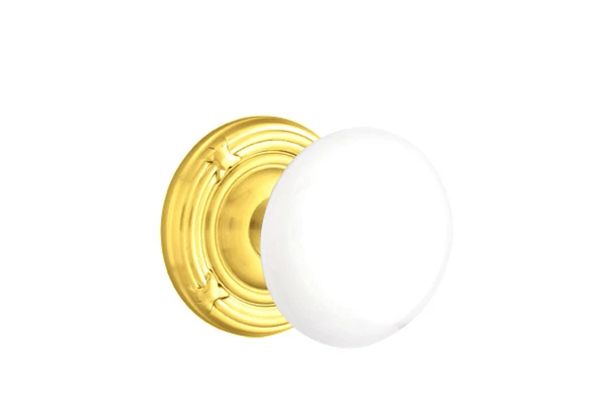 Emtek Concealed Fastener Ice White Porcelain Knob Set with Ribbon & Reed