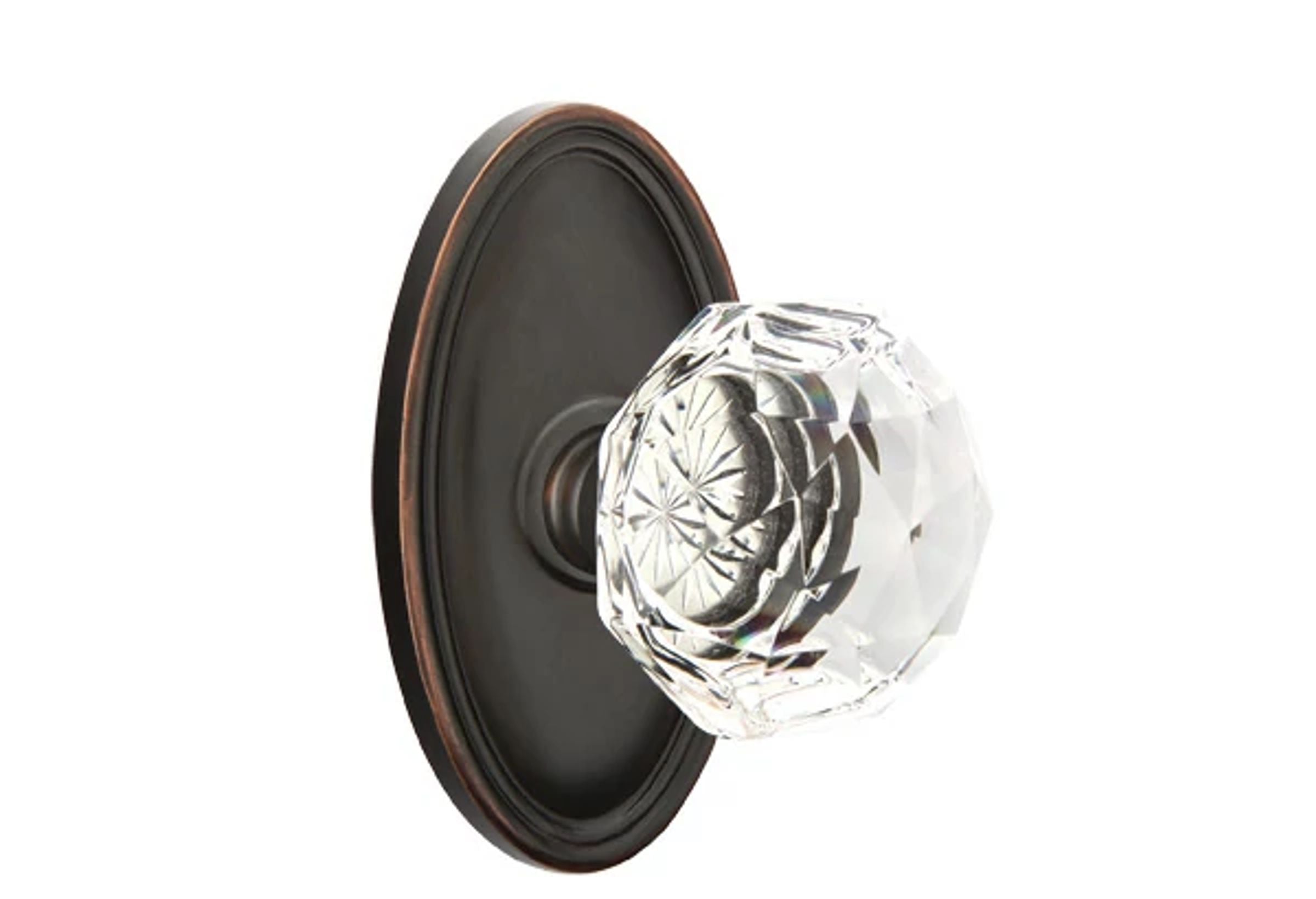 Emtek Concealed Fastener Diamond Glass Knob Set with Oval Roestte