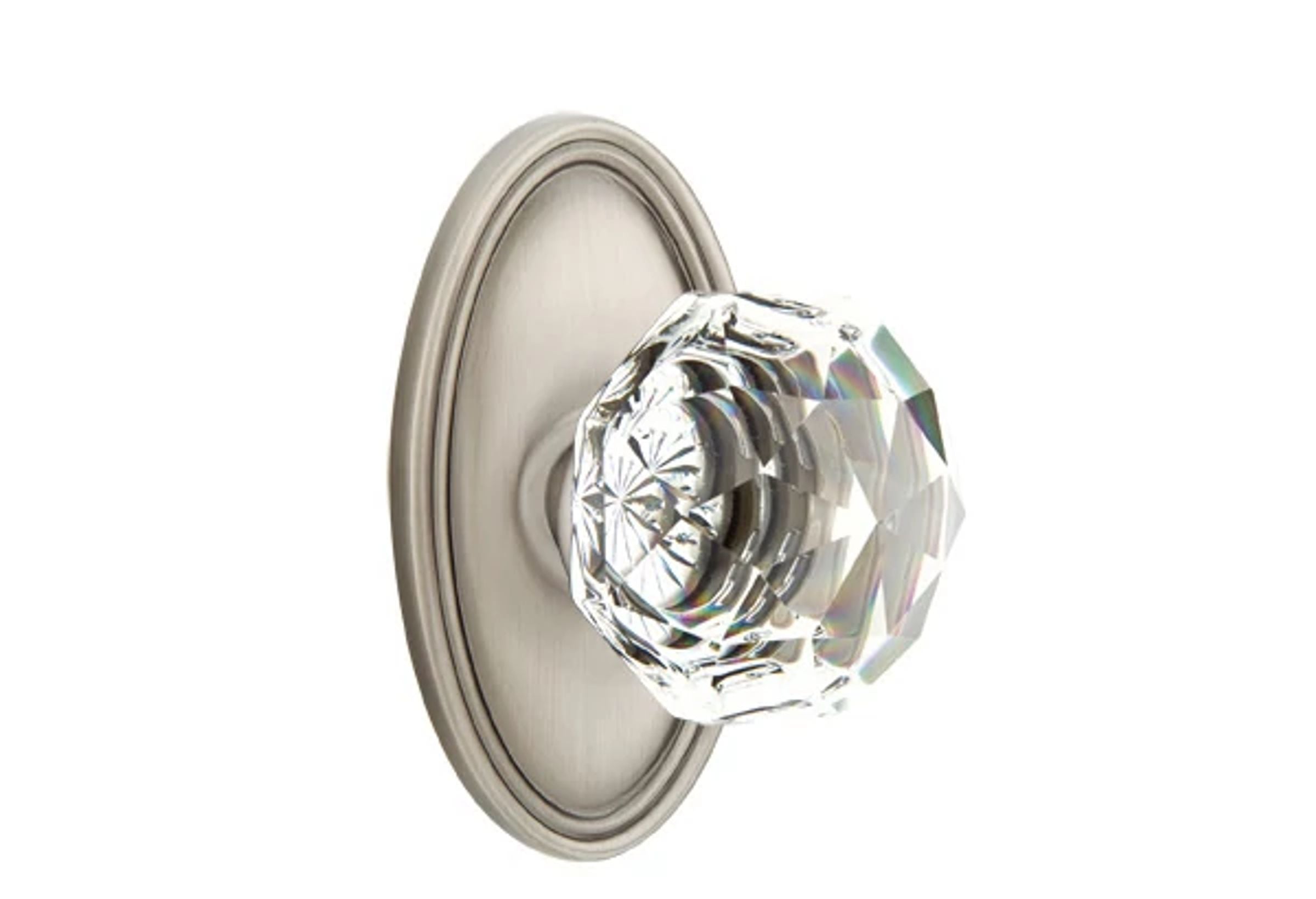 Emtek Concealed Fastener Diamond Glass Knob Set with Oval Roestte