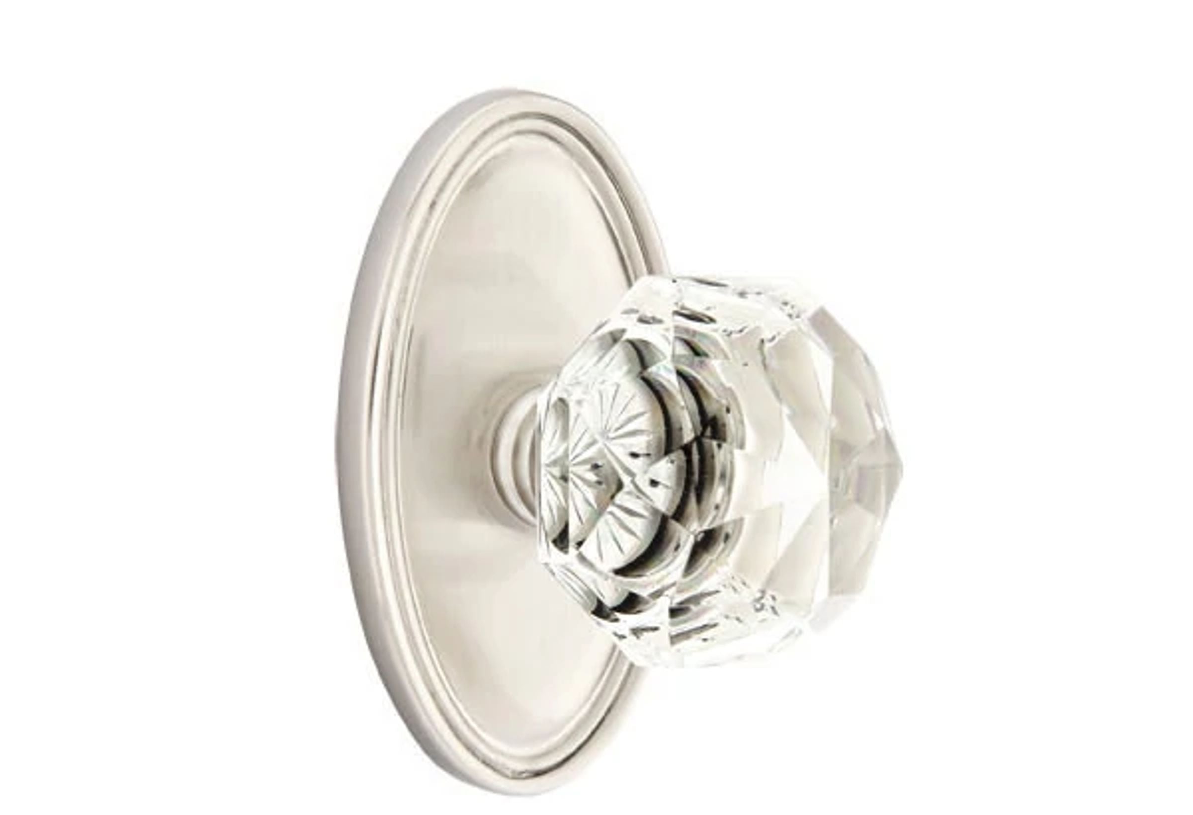 Emtek Concealed Fastener Diamond Glass Knob Set with Oval Roestte