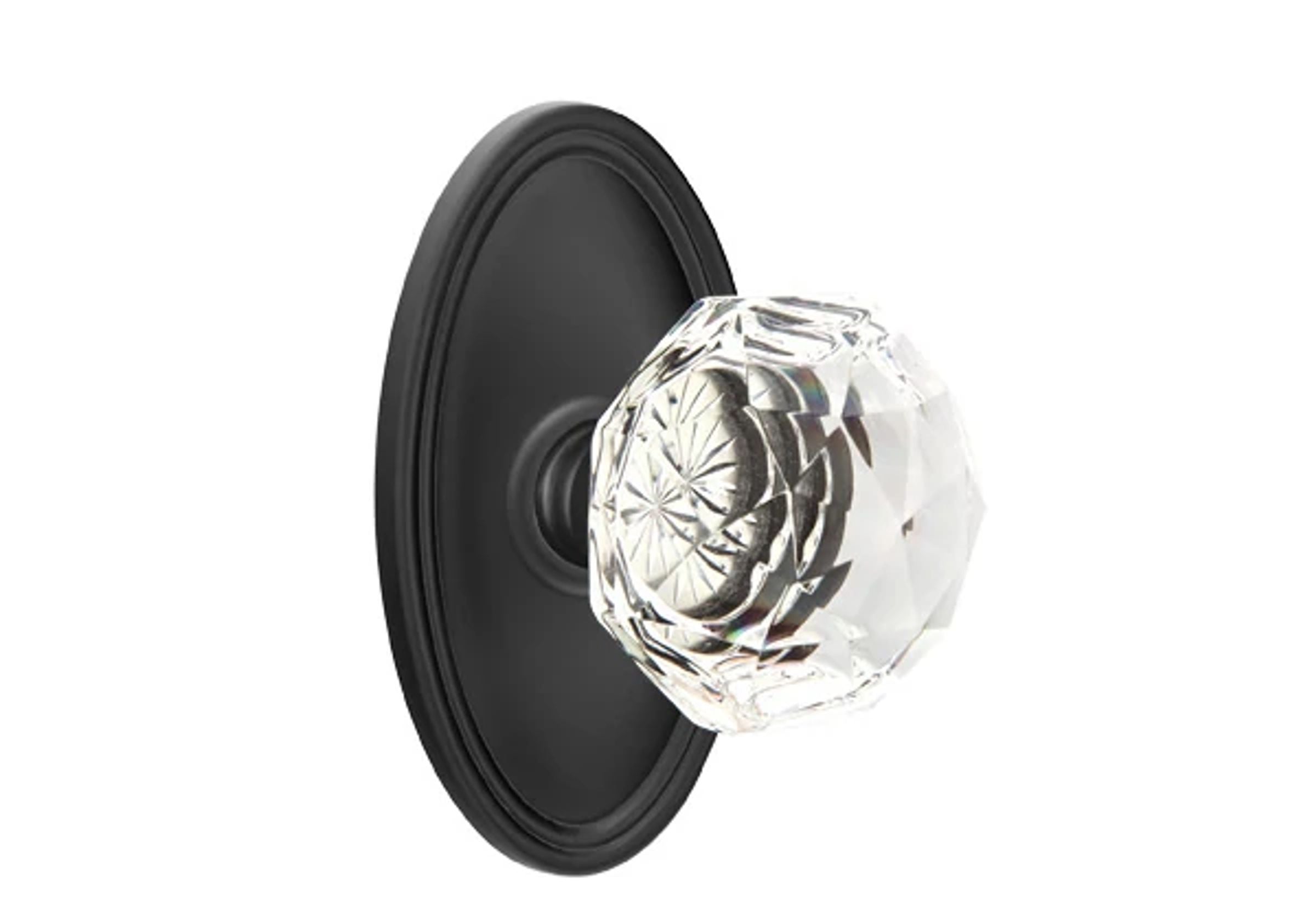 Emtek Concealed Fastener Diamond Glass Knob Set with Oval Roestte