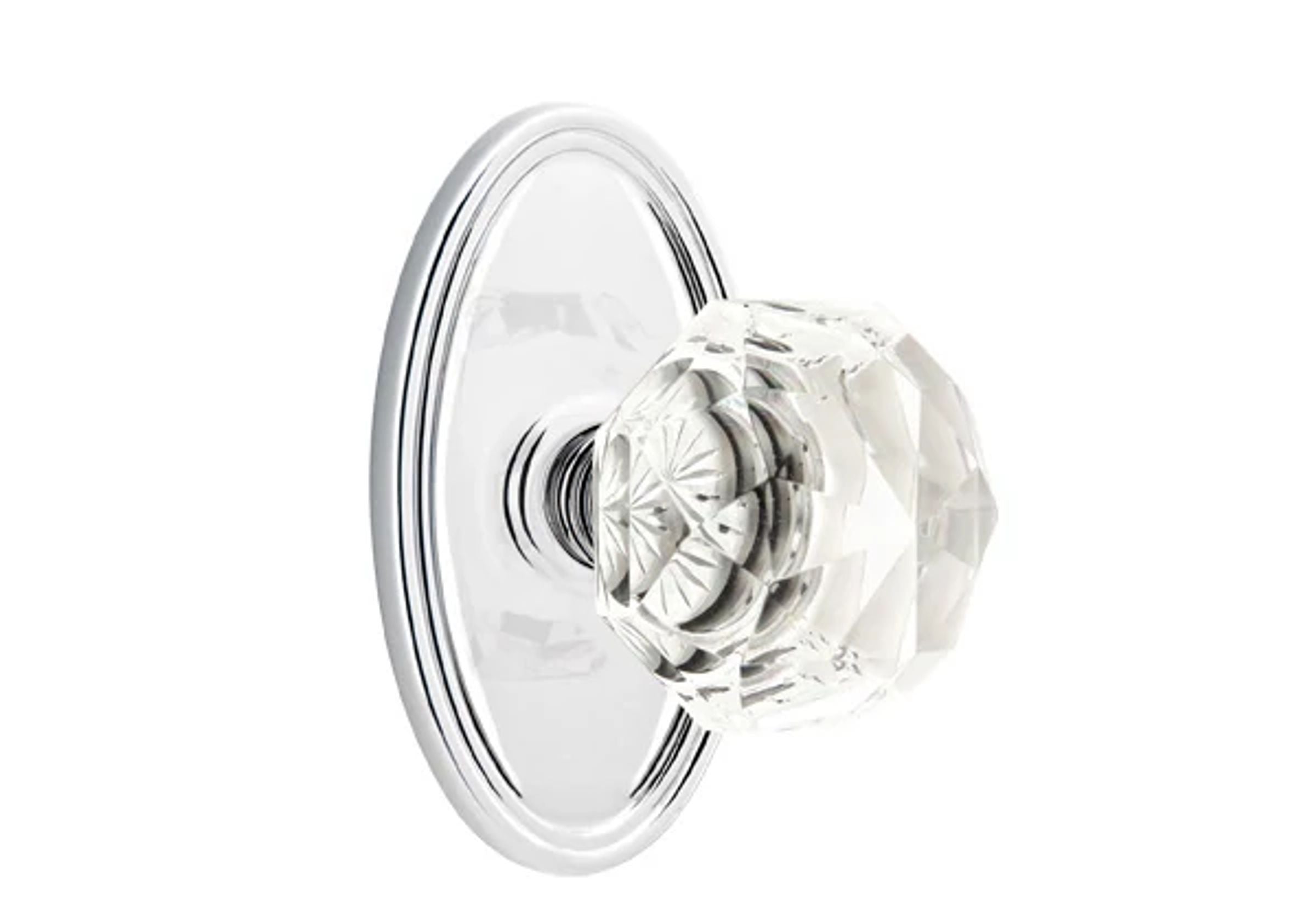Emtek Concealed Fastener Diamond Glass Knob Set with Oval Roestte