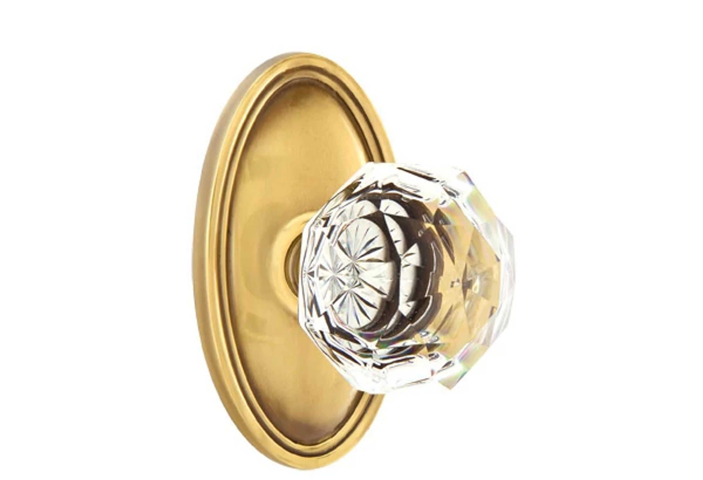 Emtek Diamond Glass Knob Set with Oval Rosette