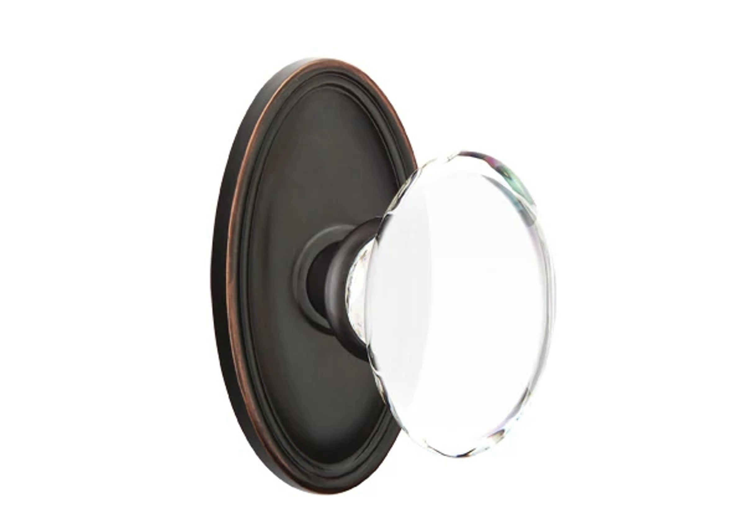 Emtek Concealed Fastener Hampton Glass Knob Set with Oval Roestte